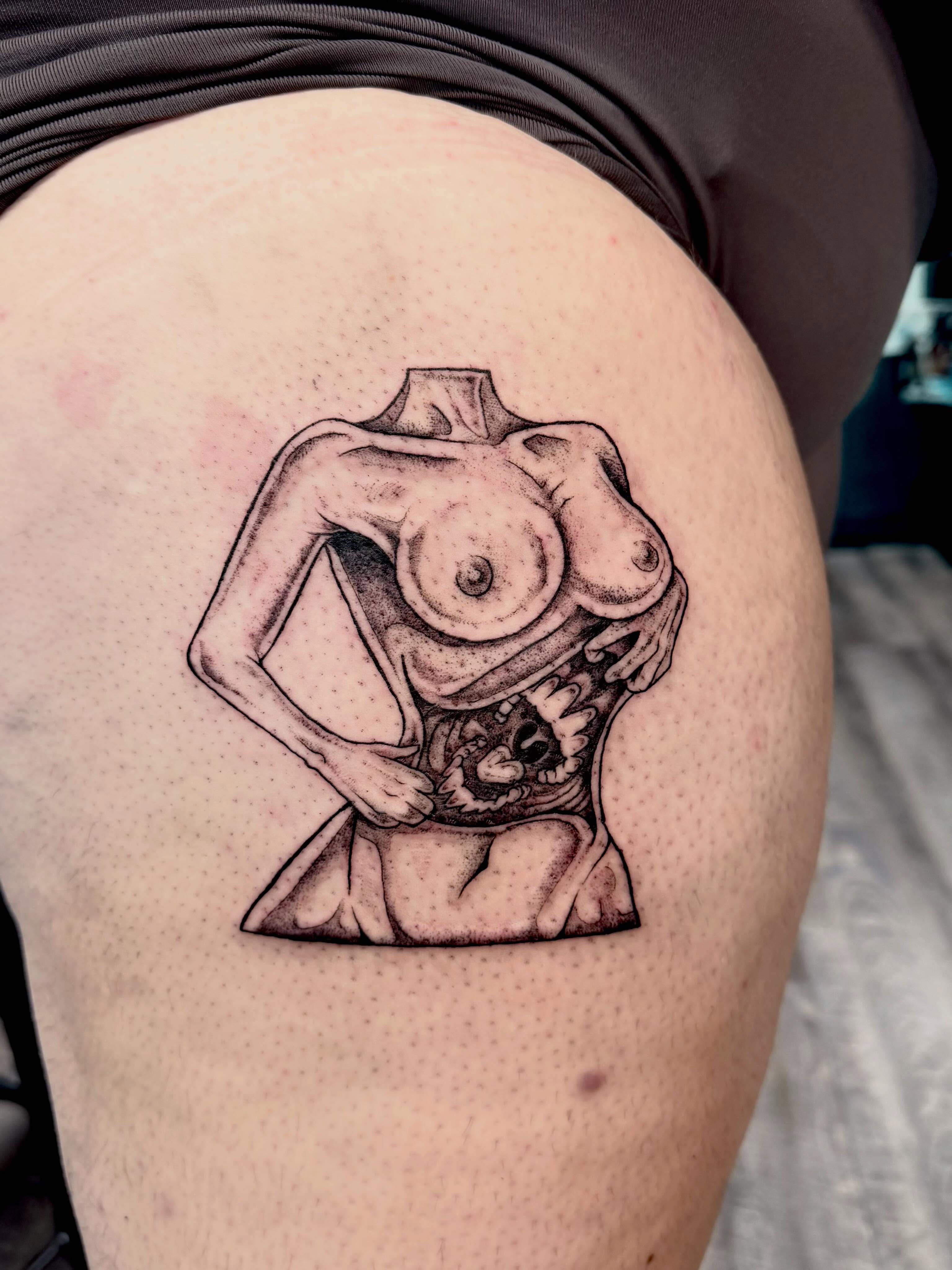 Tattoo by @elijahtatttoo — dotwork, surrealism