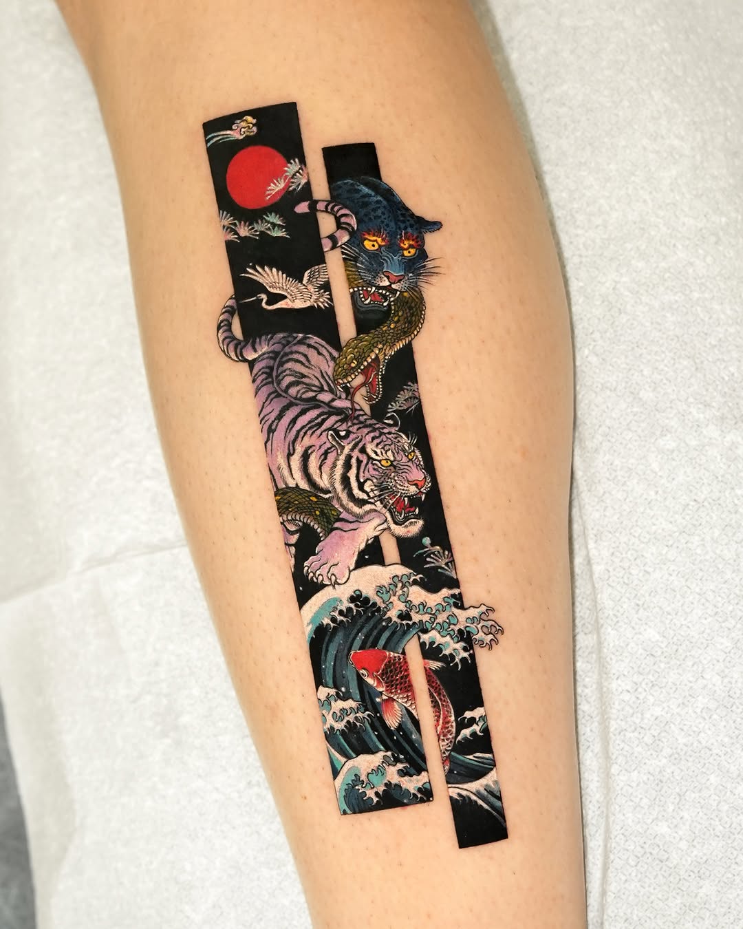 Realism tattoo on the calf by EQ