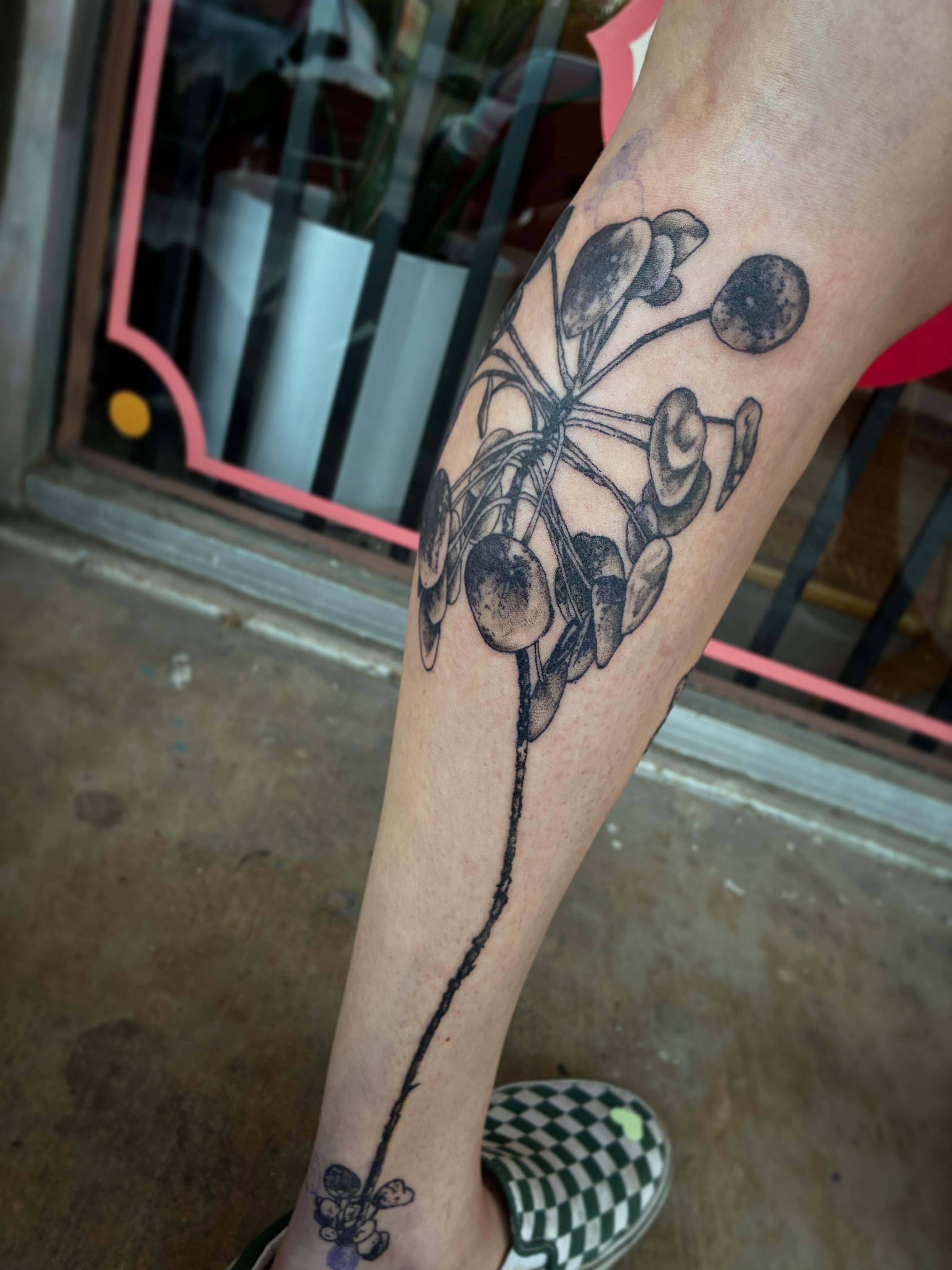 Flower cluster black and grey tattoo on the forearm by Zachary R Bobkoff
