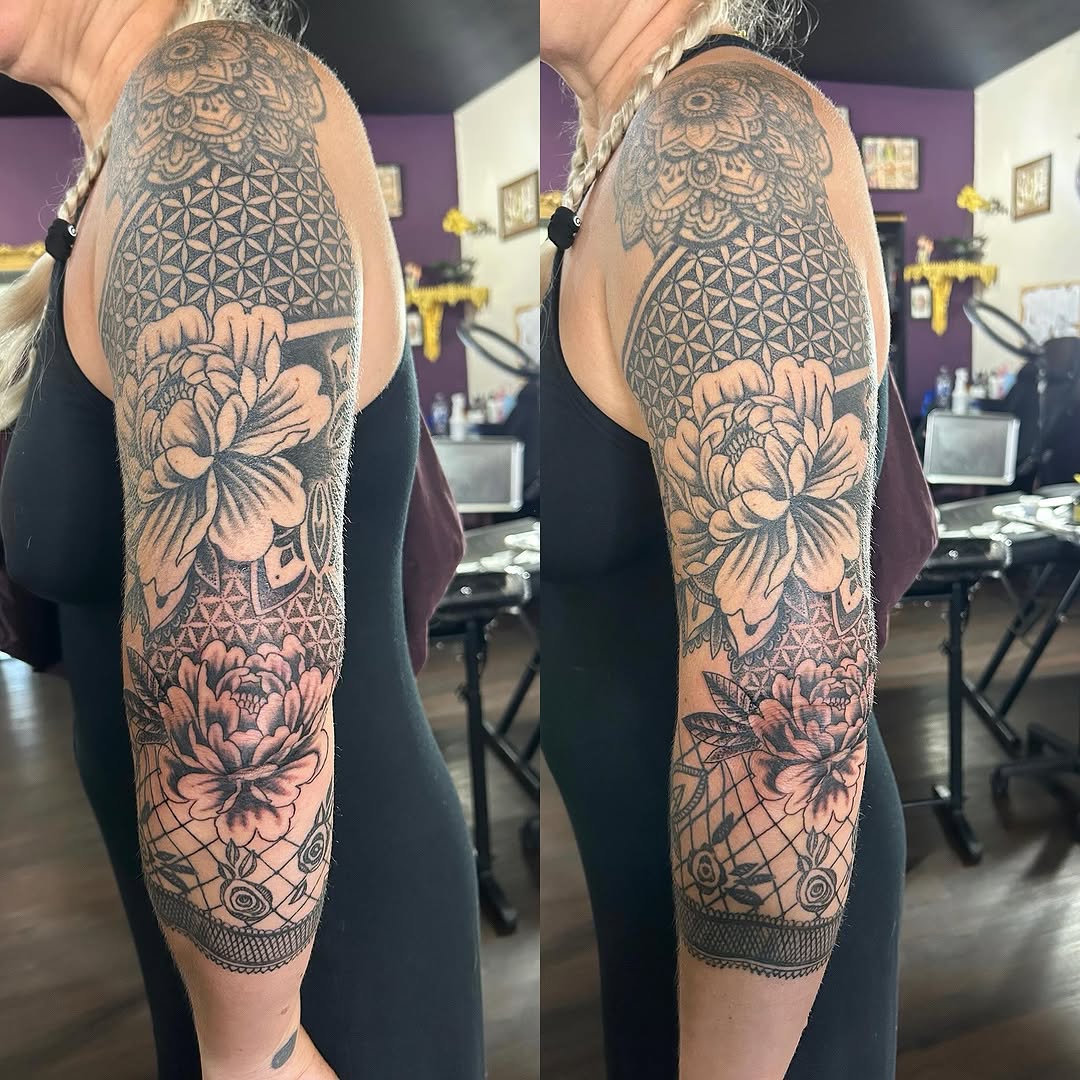 Tattoo by @lovedestroyer — black_and_grey, ornamental