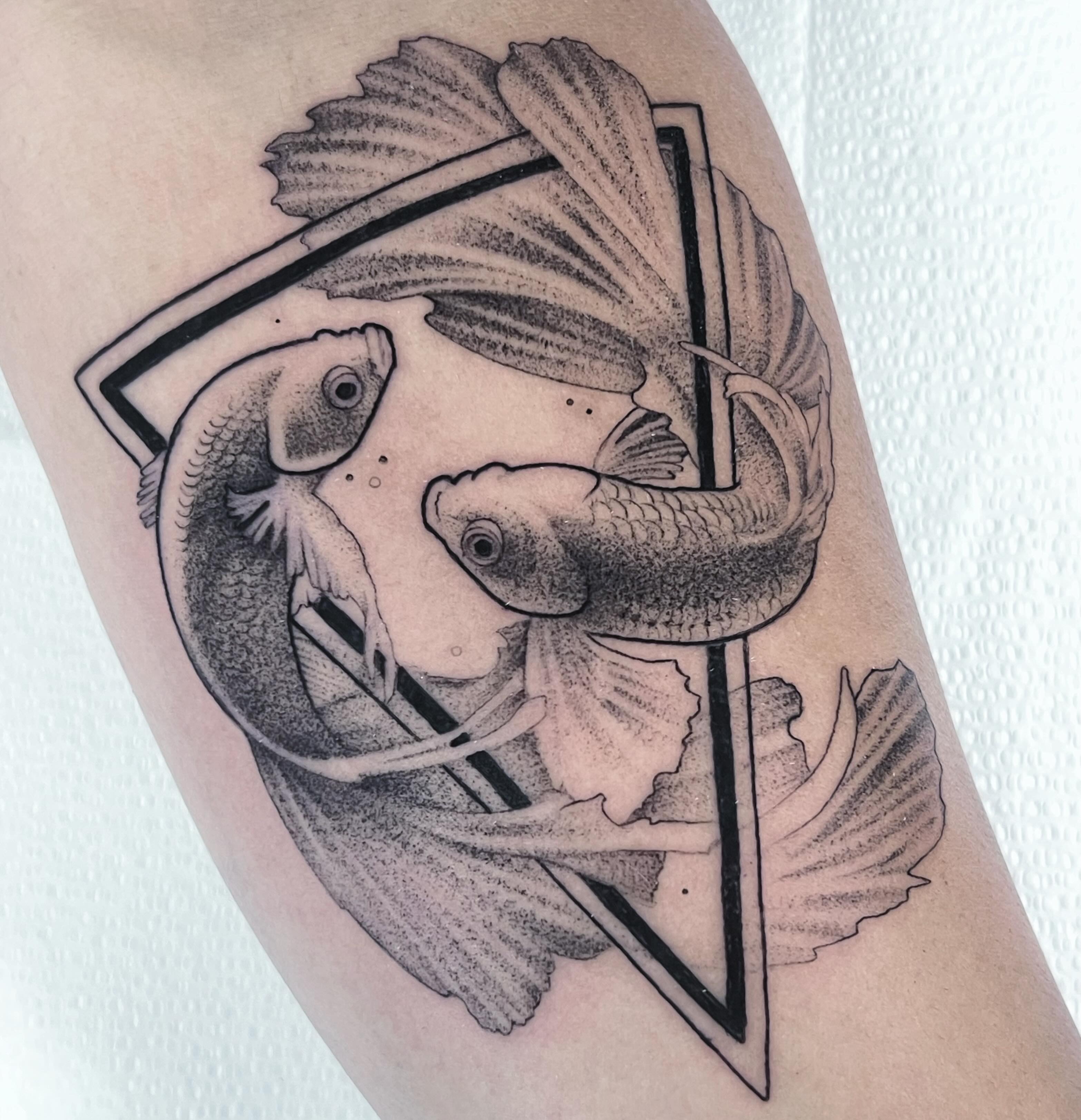 Tattoo by @annawolfftattoos — dotwork, geometric
