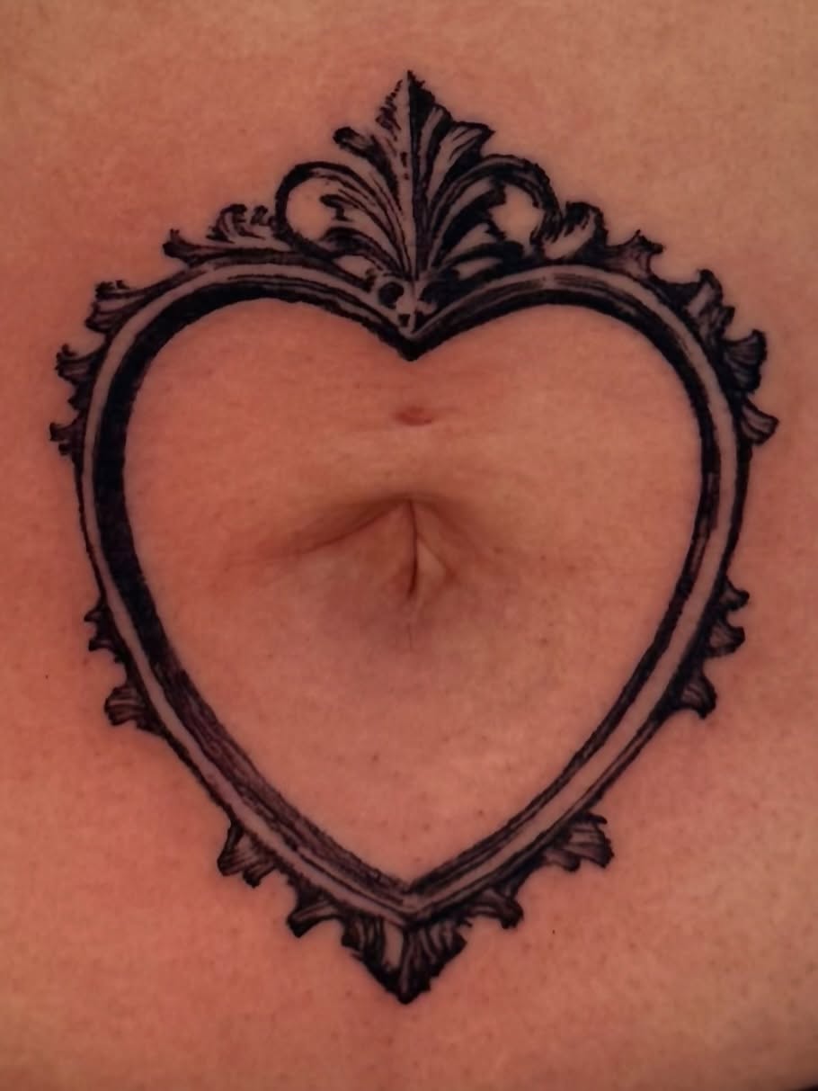 Heart black and grey tattoo on the torso by ༺♡༻ Melia’s Dolls ༺♡༻