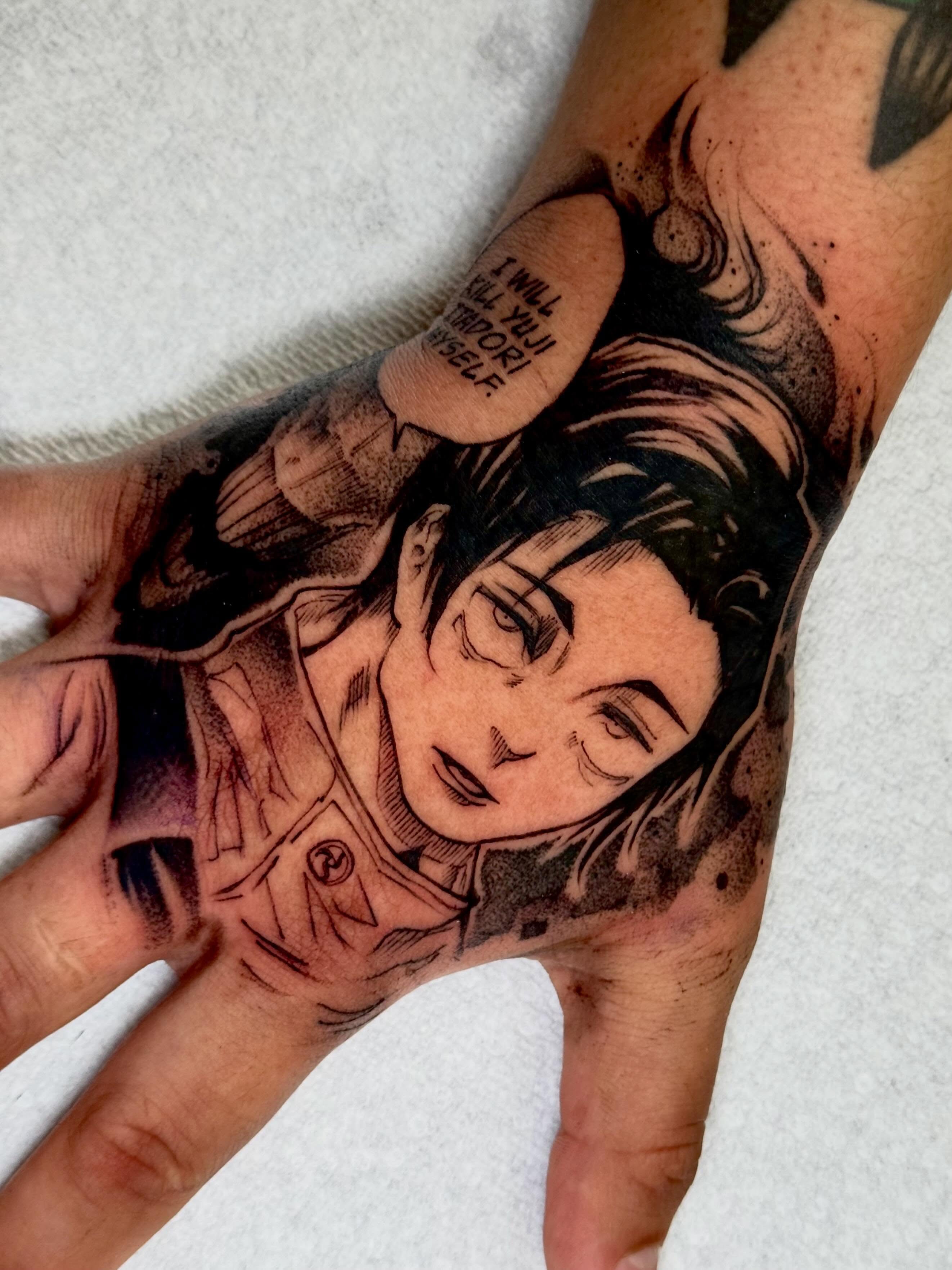 Anime character anime tattoo on the hand by 🗡️Abi🗡️