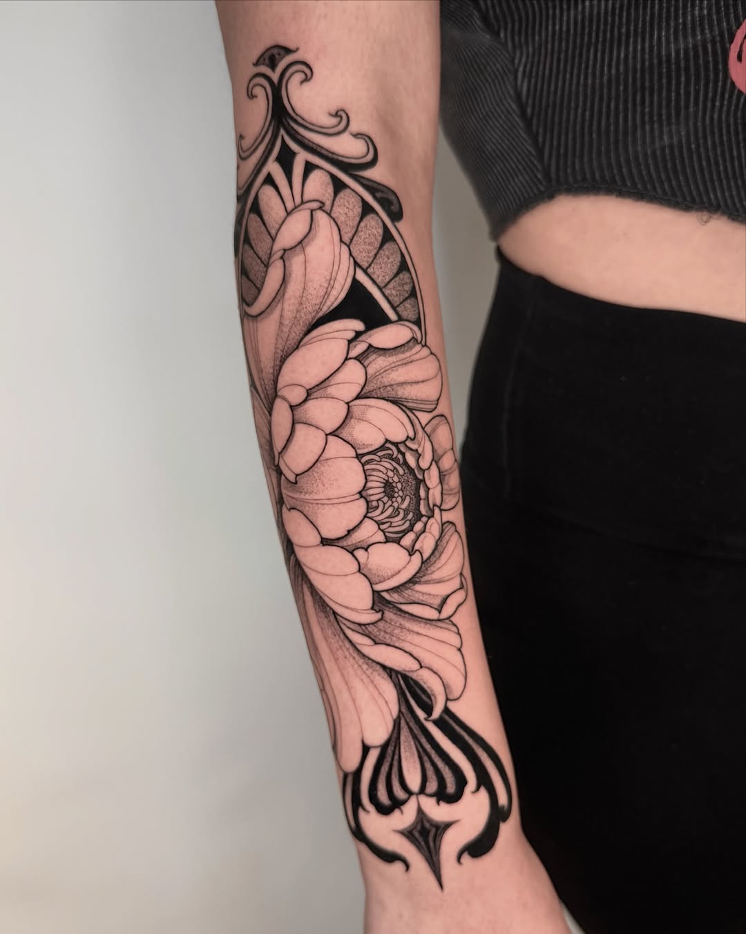 Tattoo by @robbiepina — black_and_grey, ornamental