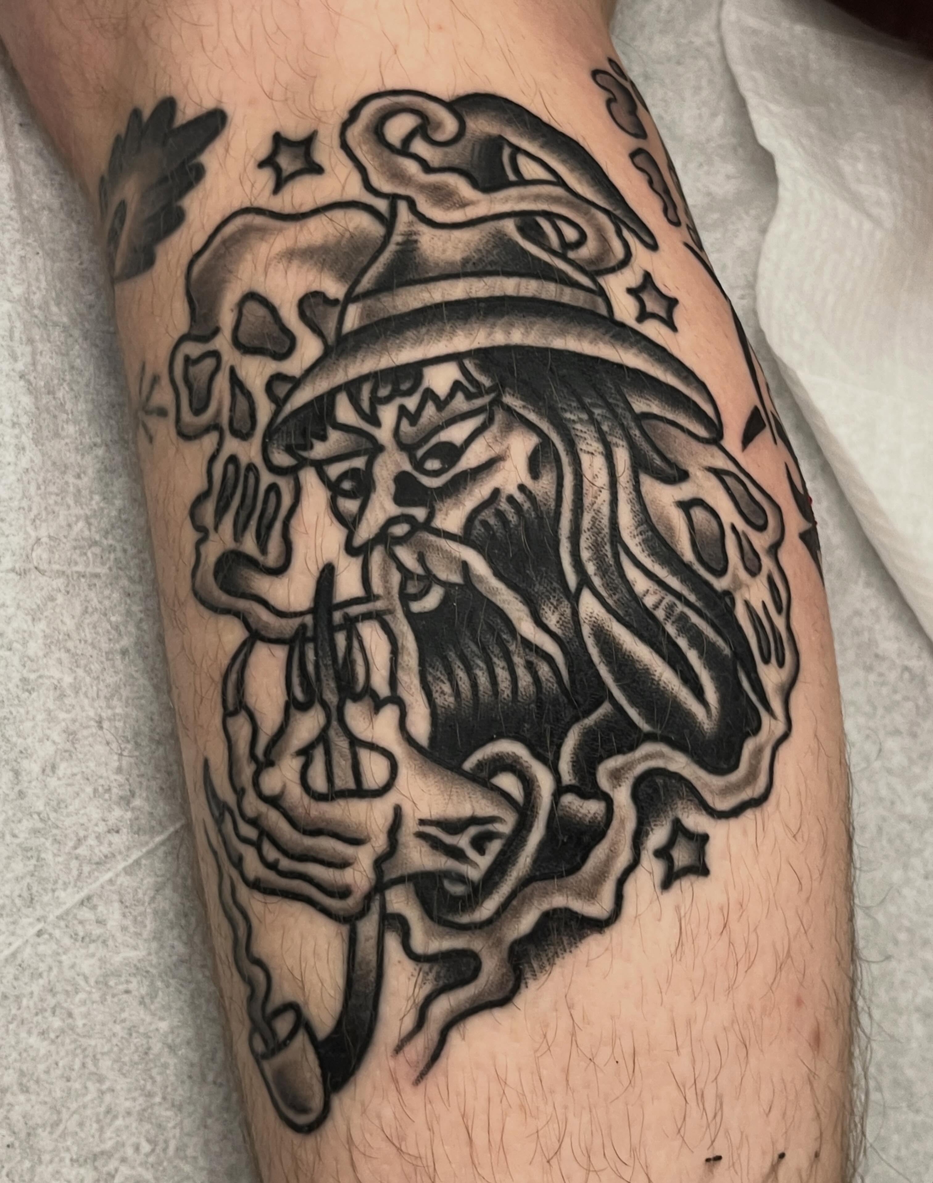 Tattoo by @rizzotattoos — black_and_grey, dotwork