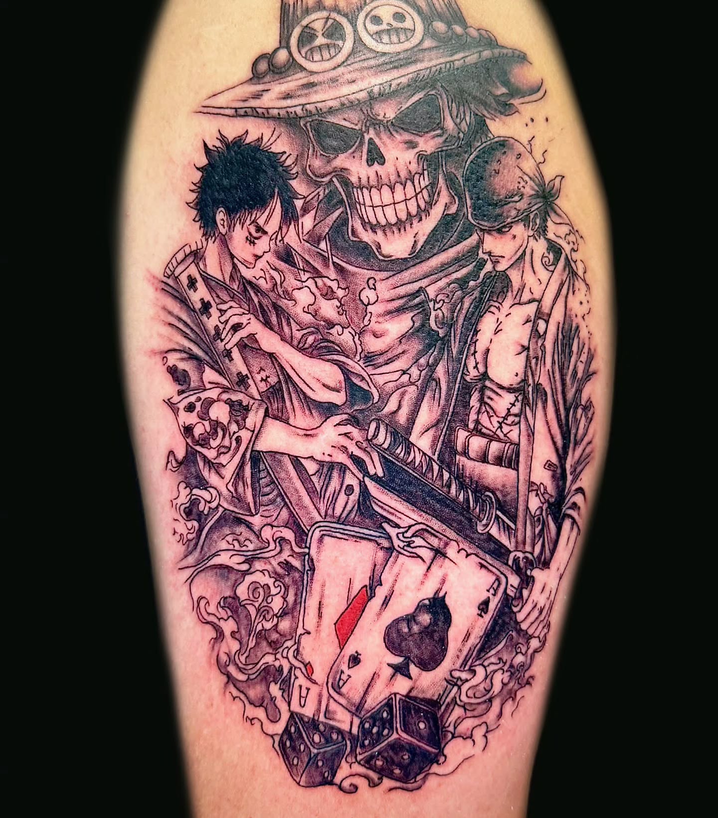 Playing cards and dice realism tattoo on the forearm by BeardedMoney