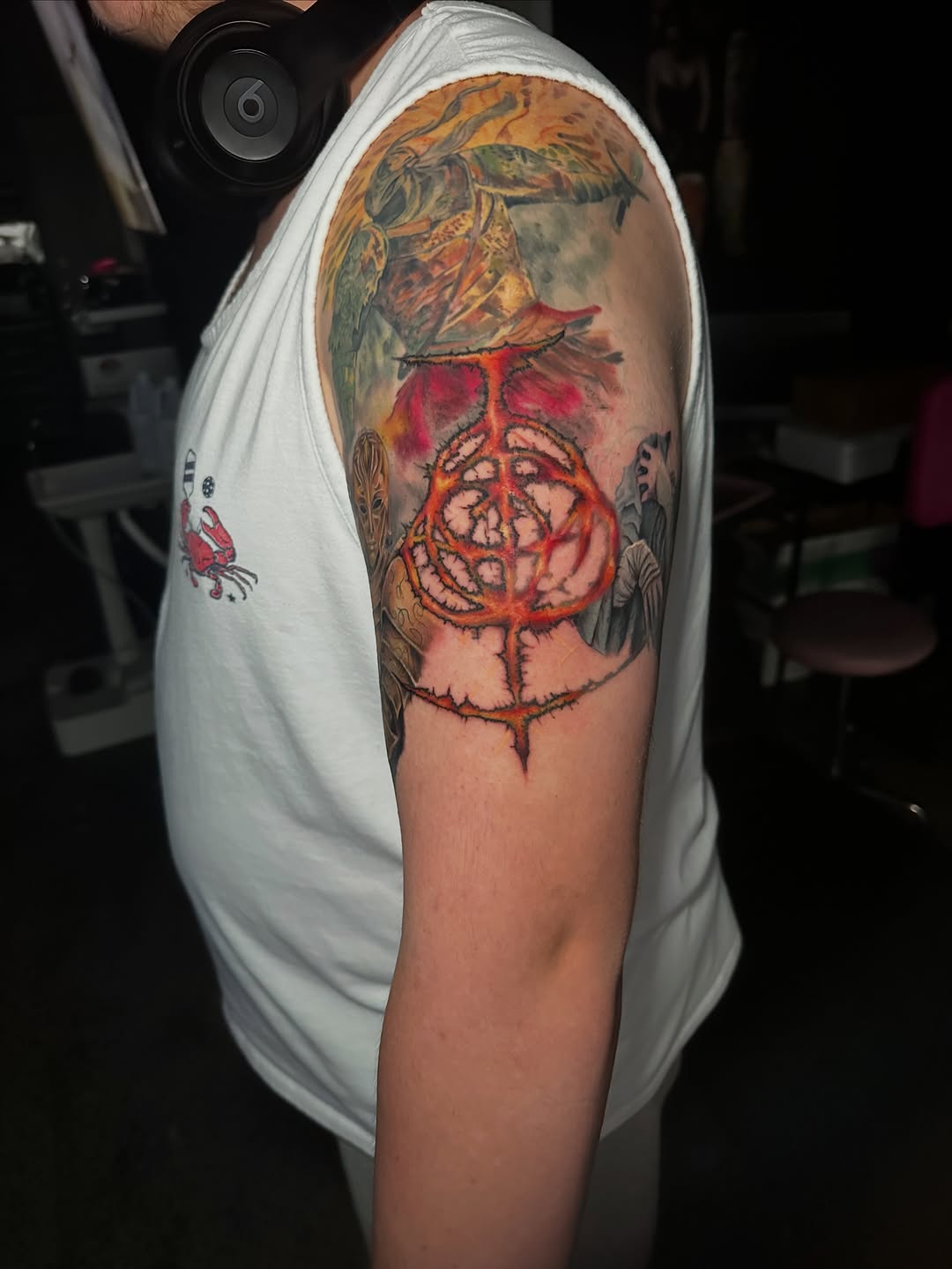 Tattoo by @elizabethseclectictattoos — dark_realism, trash_polka