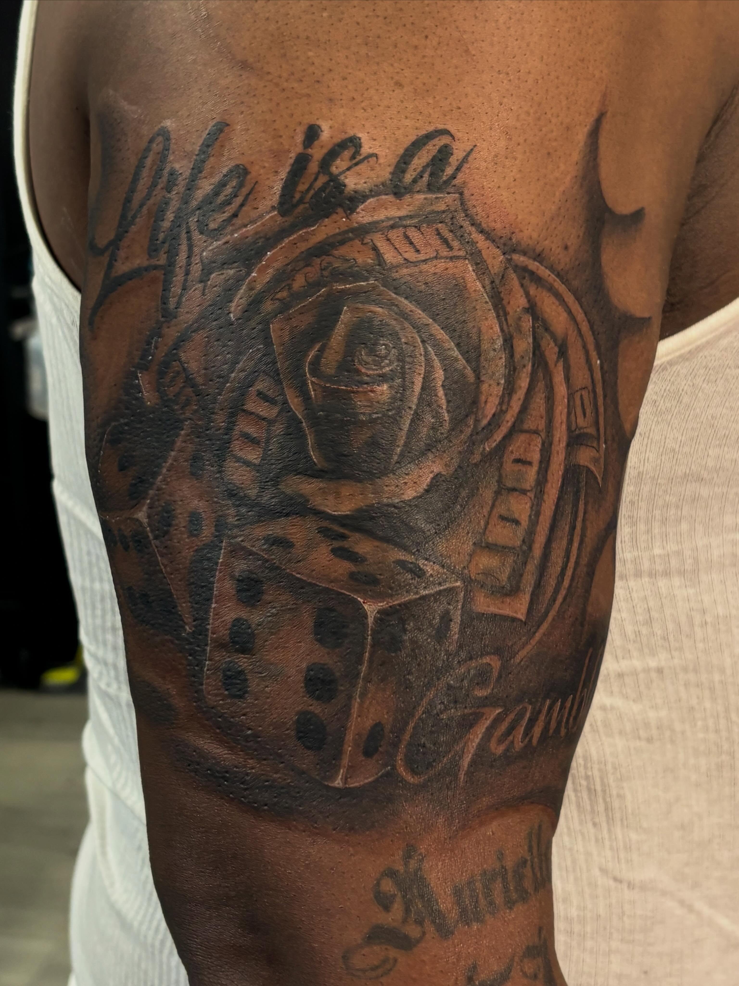 Tattoo by @_stabbygabby — black_and_grey, realism