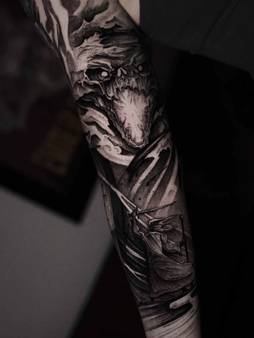 Tattoo by @tattooxklo โ black_and_grey, realism