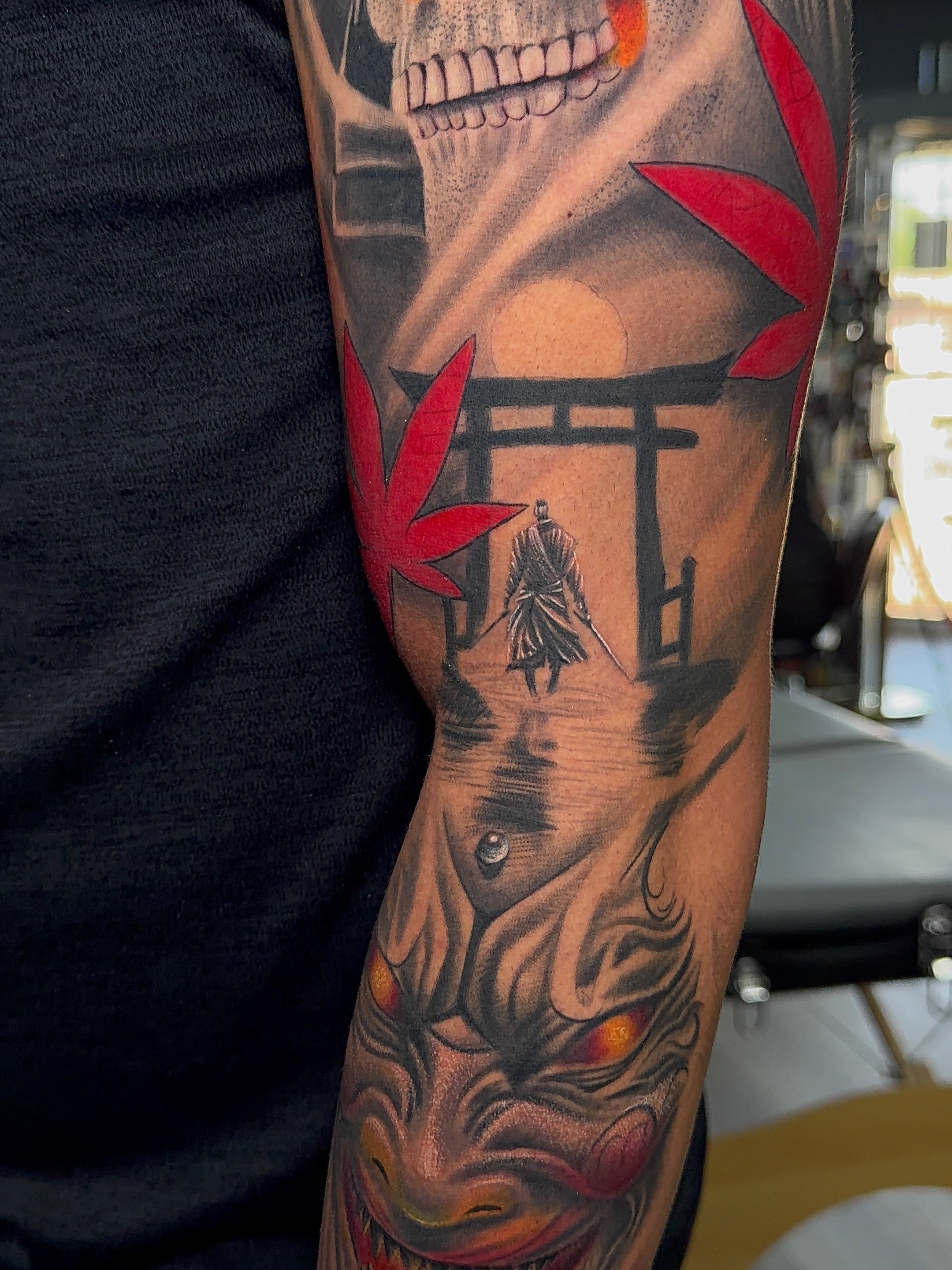Japanese warrior japanese irezumi tattoo on the forearm by Dallas tattoo artist, Dallas, Texas