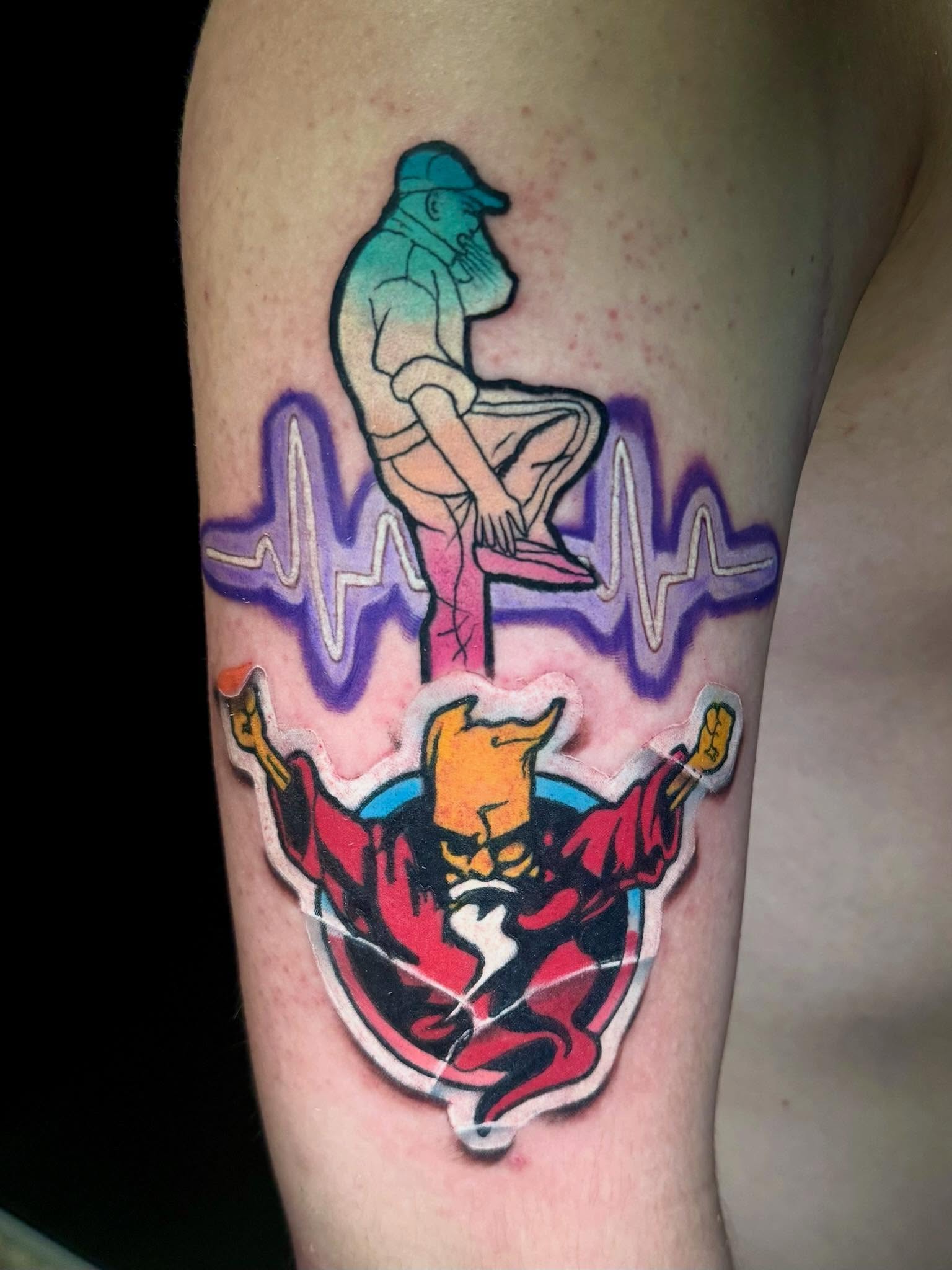 Tattoo by @laundrymattats — dotwork, illustrative