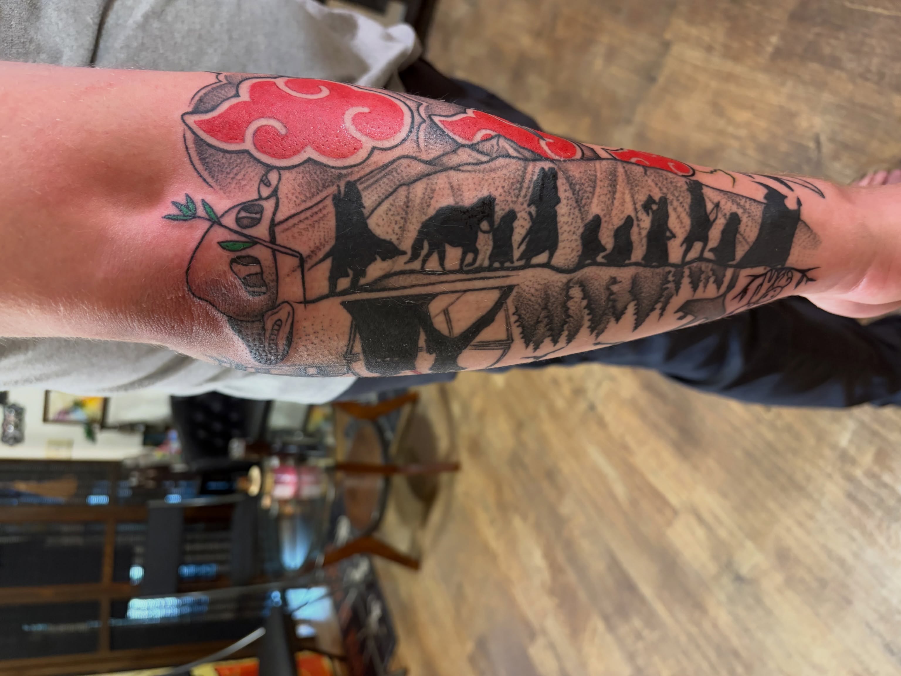 Samurai procession japanese irezumi tattoo on the forearm by The Black Dot Tattoo