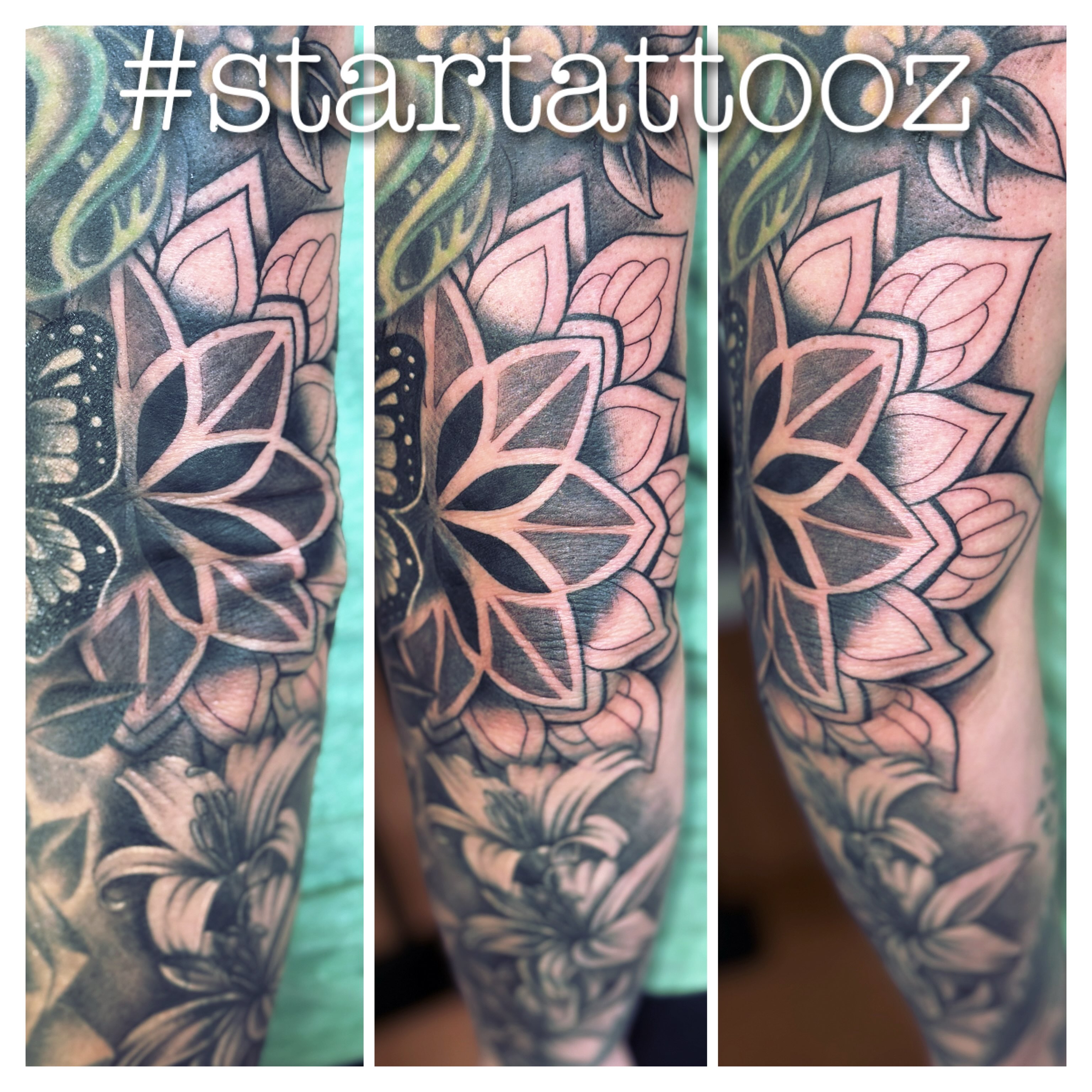 Lotus flower black and grey tattoo on the forearm by StarTattooz - the one & only