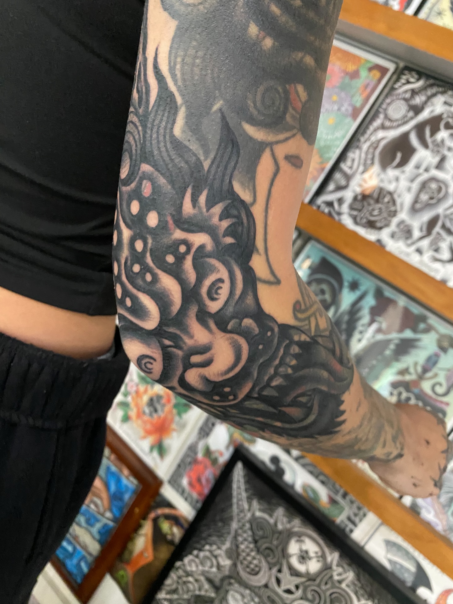 Lion dotwork tattoo on the forearm by sean drennen