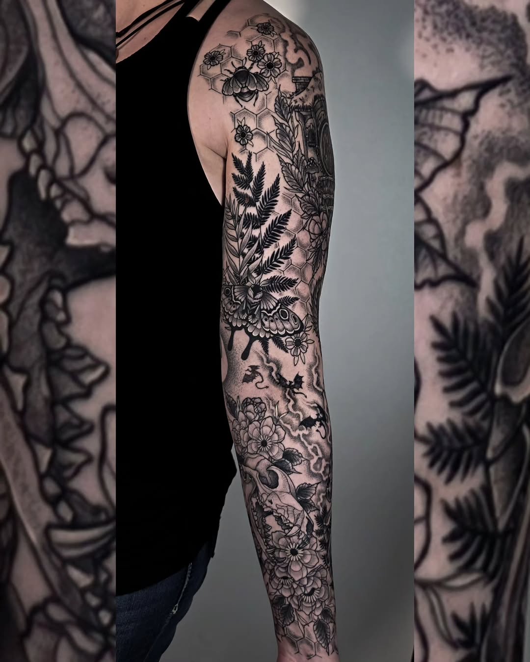 Tattoo by @corpsecreamtattoo — black_and_grey, dotwork