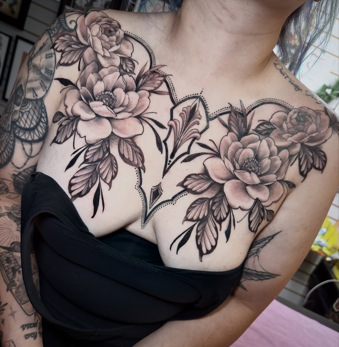 Tattoo by @saltyflamingotattoo — black_and_grey, ornamental