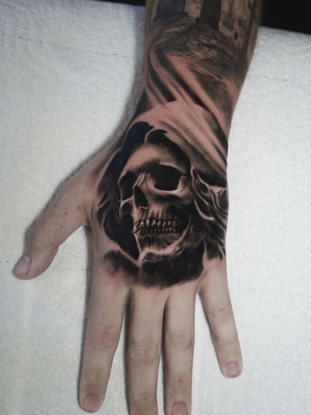 Tattoo by @kaostattooart — realism, black_and_grey
