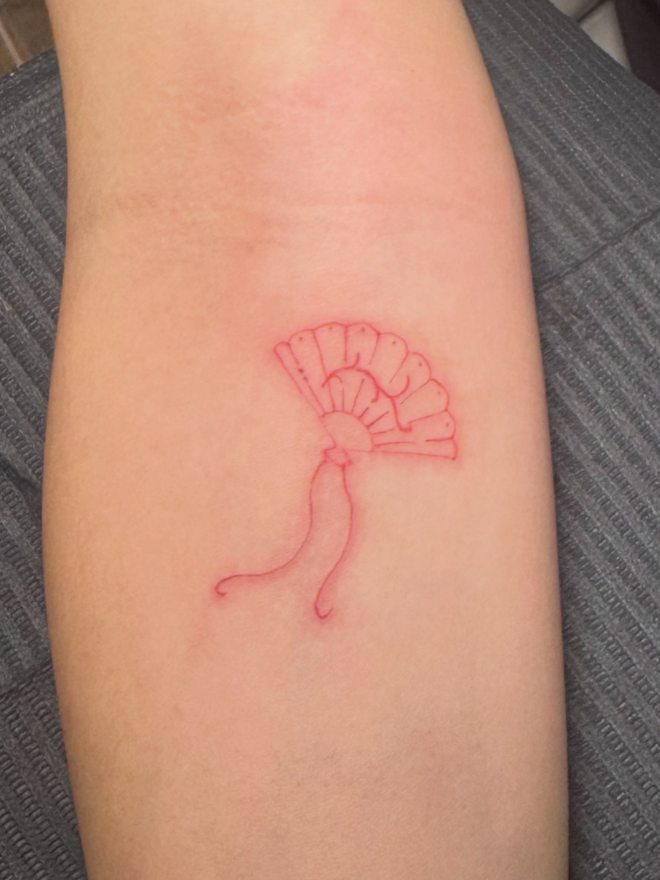 Gingko leaf fine line tattoo on the forearm by Nicole