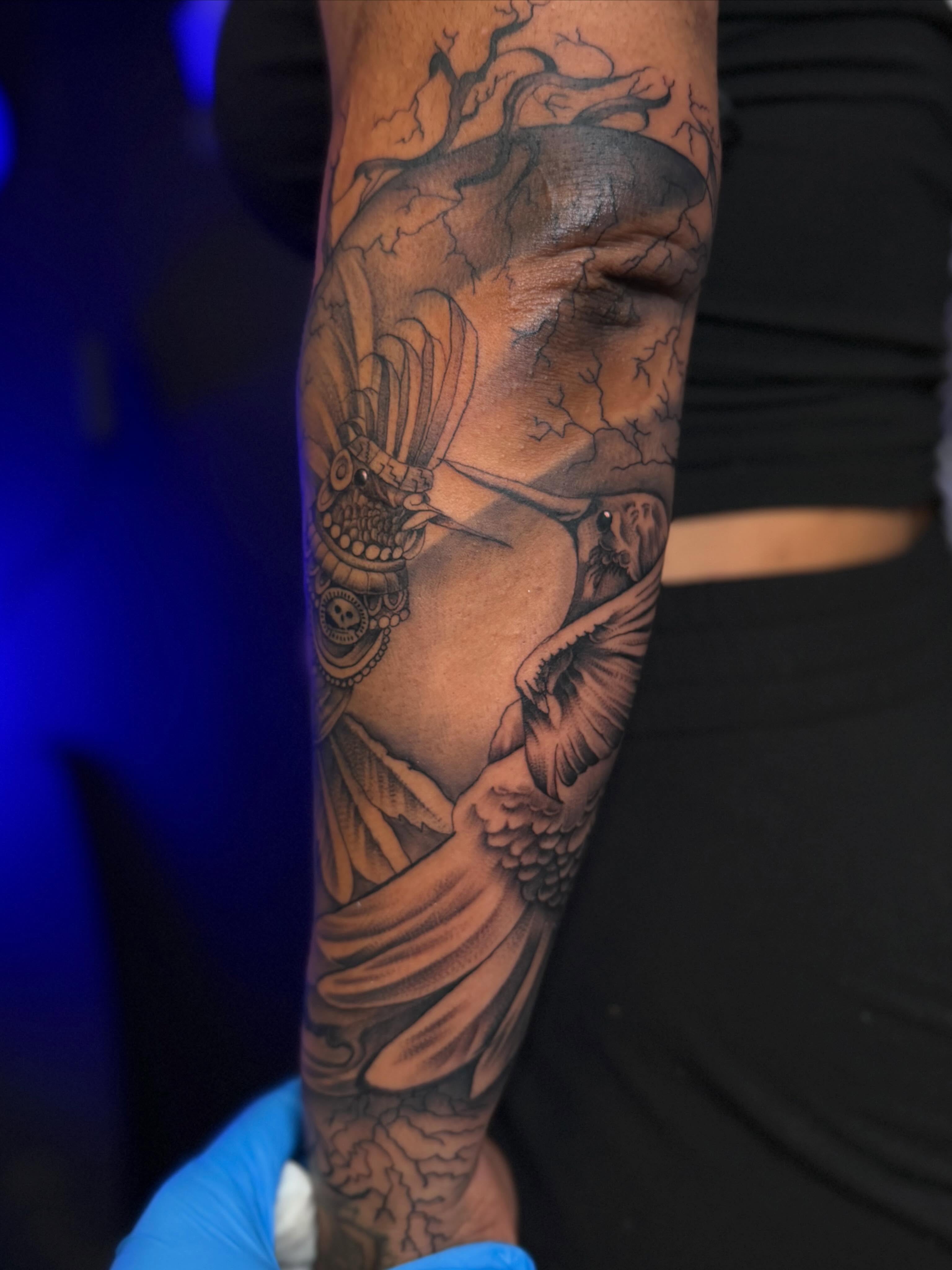 Angelic figure realism tattoo on the forearm by San Diego Tattoo Artist