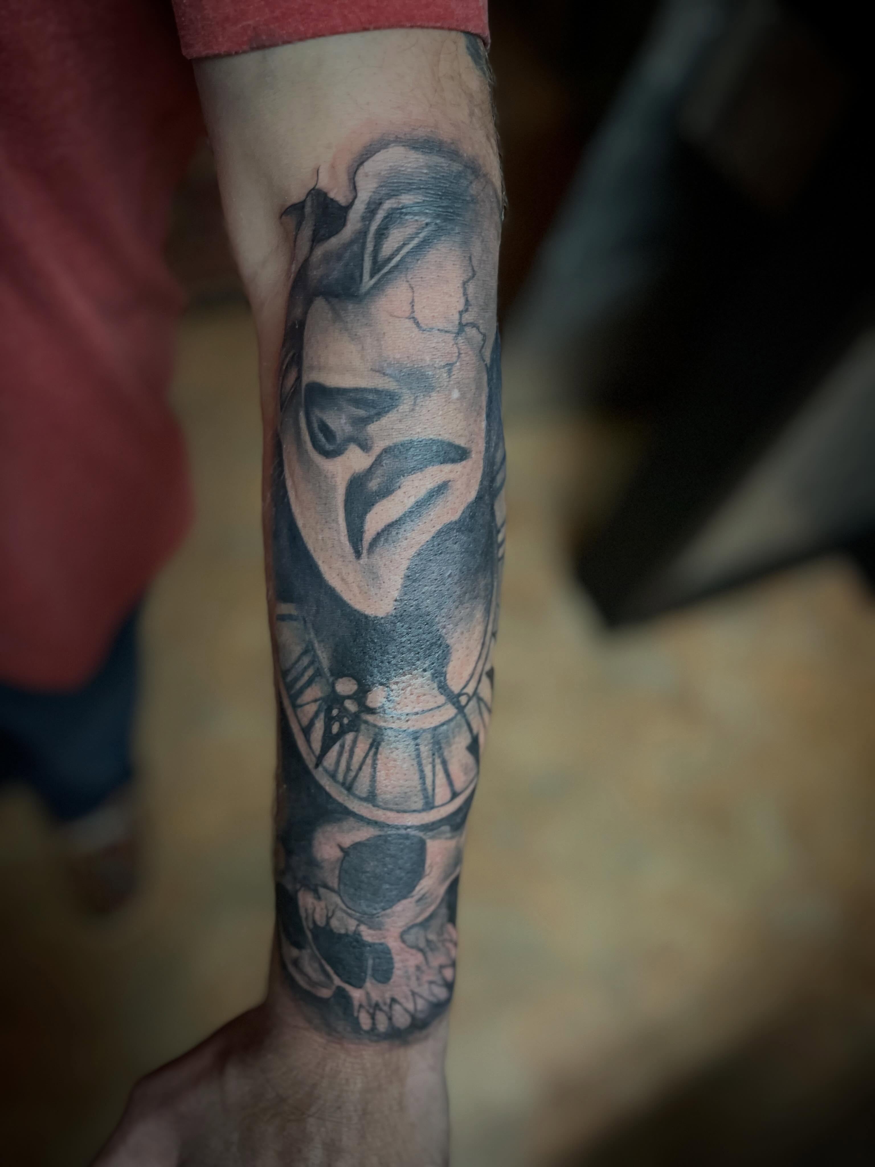 Tattoo by @alexandernichols916 — black_and_grey