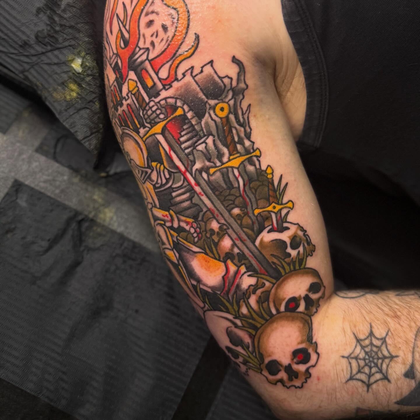 Tattoo by @stinkylizardtattoos — american_traditional, dark_realism