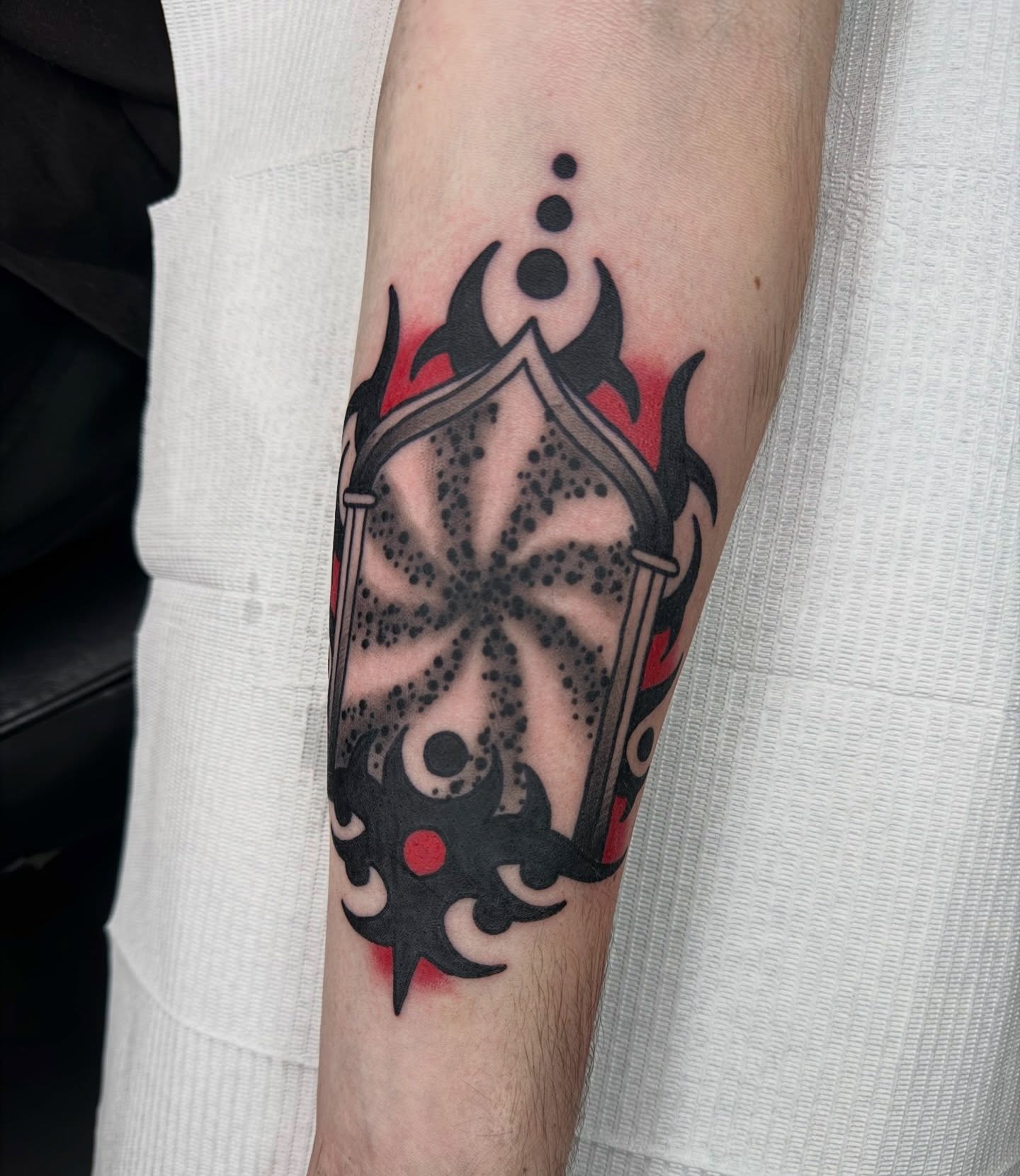 Tattoo by @whatswrongkiel — dotwork, geometric
