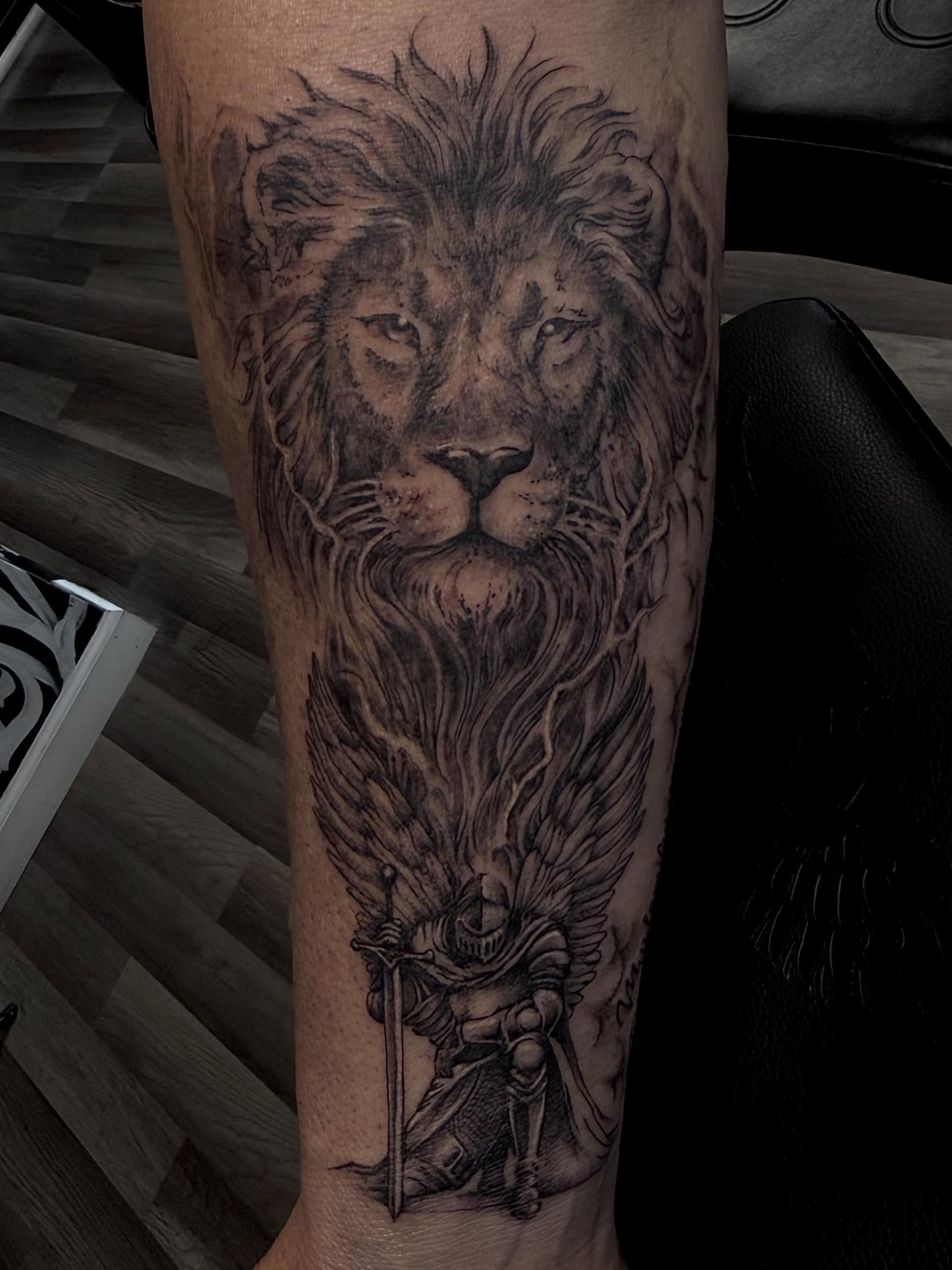 Tattoo by @stonyh4wk — black_and_grey, realism