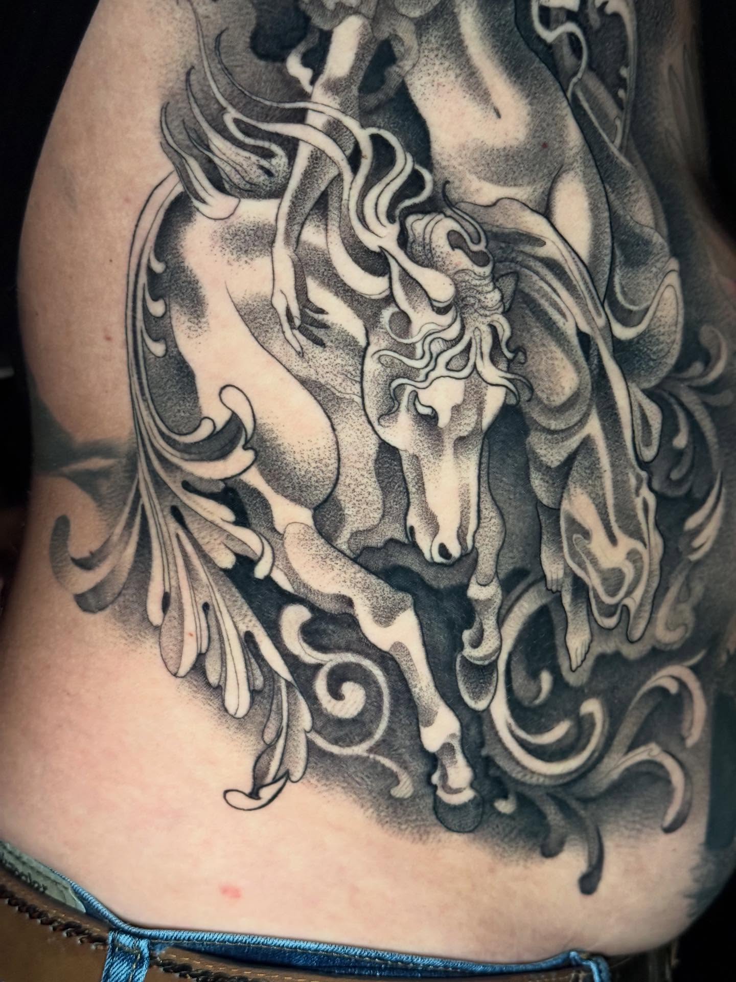 Tattoo by @mad_s_ink — dotwork, black_and_grey