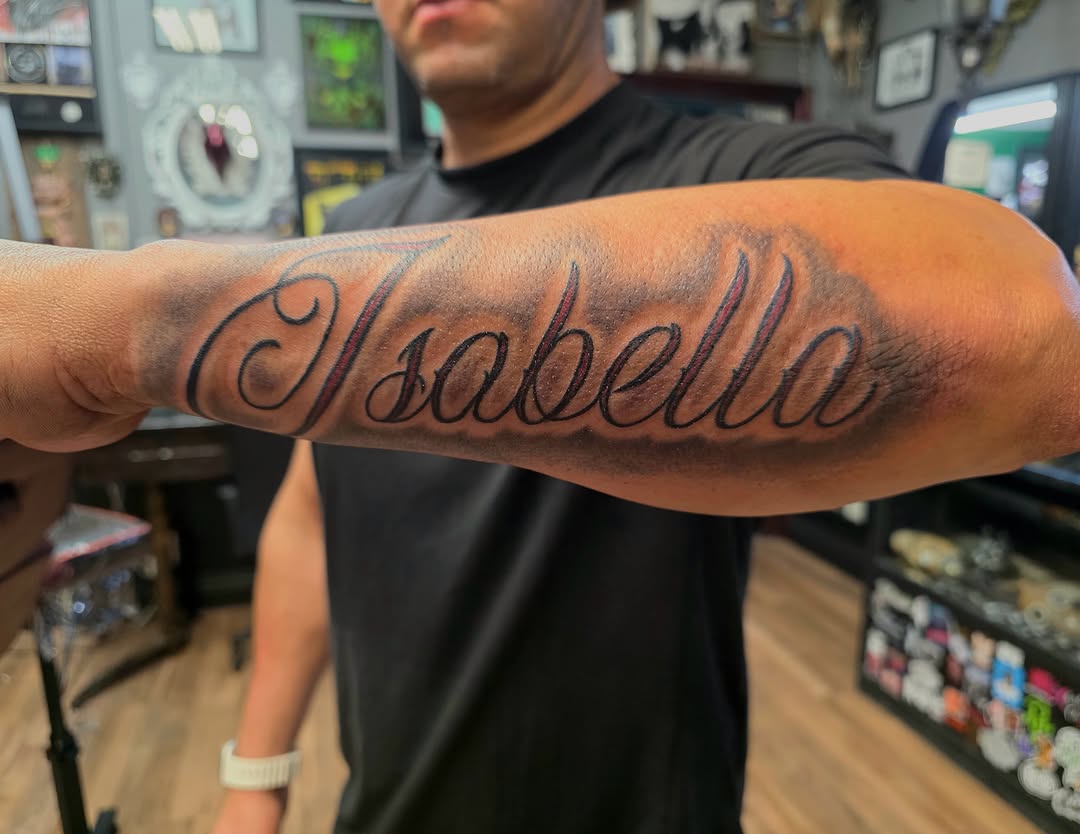 Tattoo by @toms_athenaeum — lettering_script