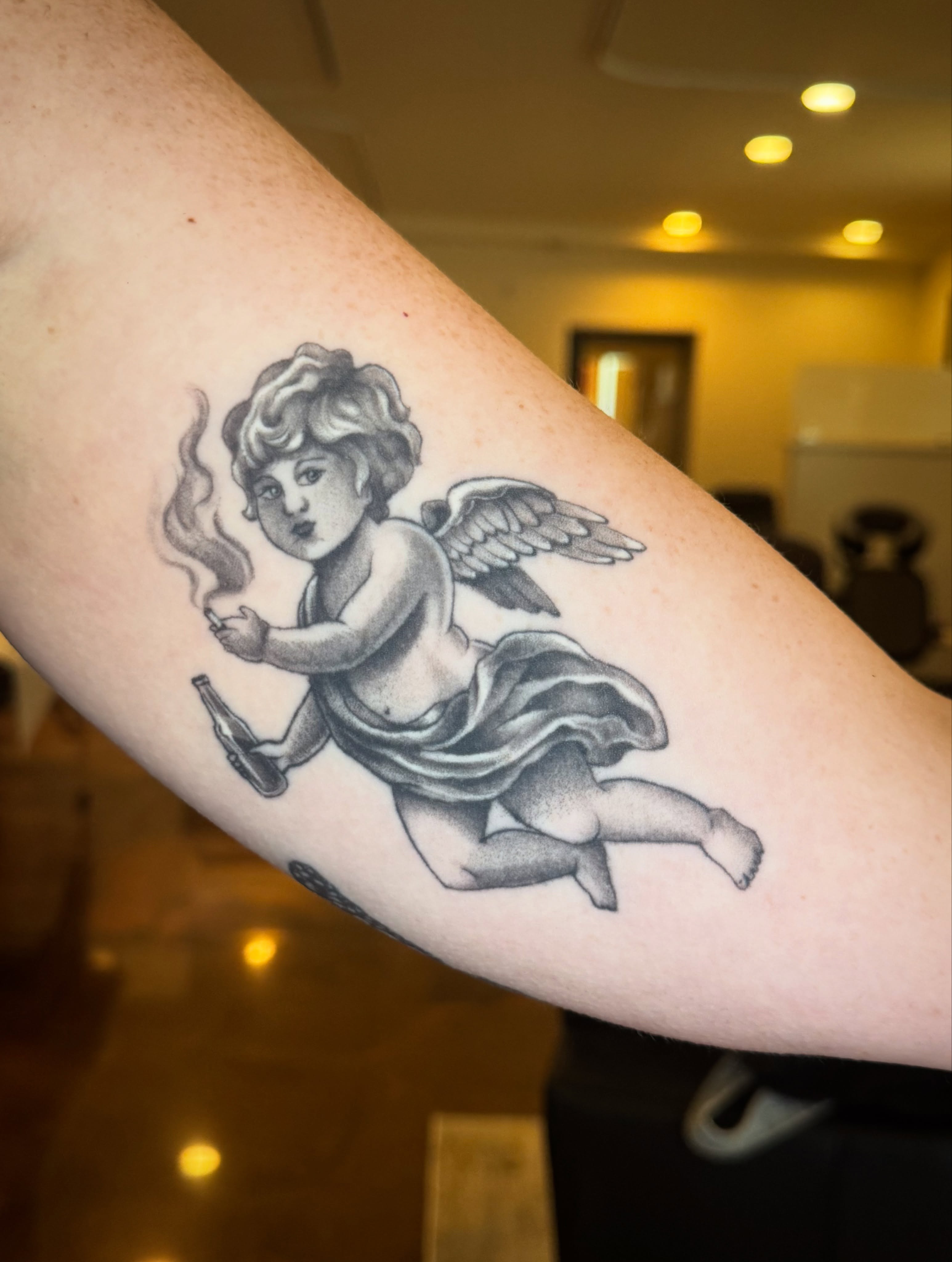 Tattoo by @shoppertattoo — black_and_grey