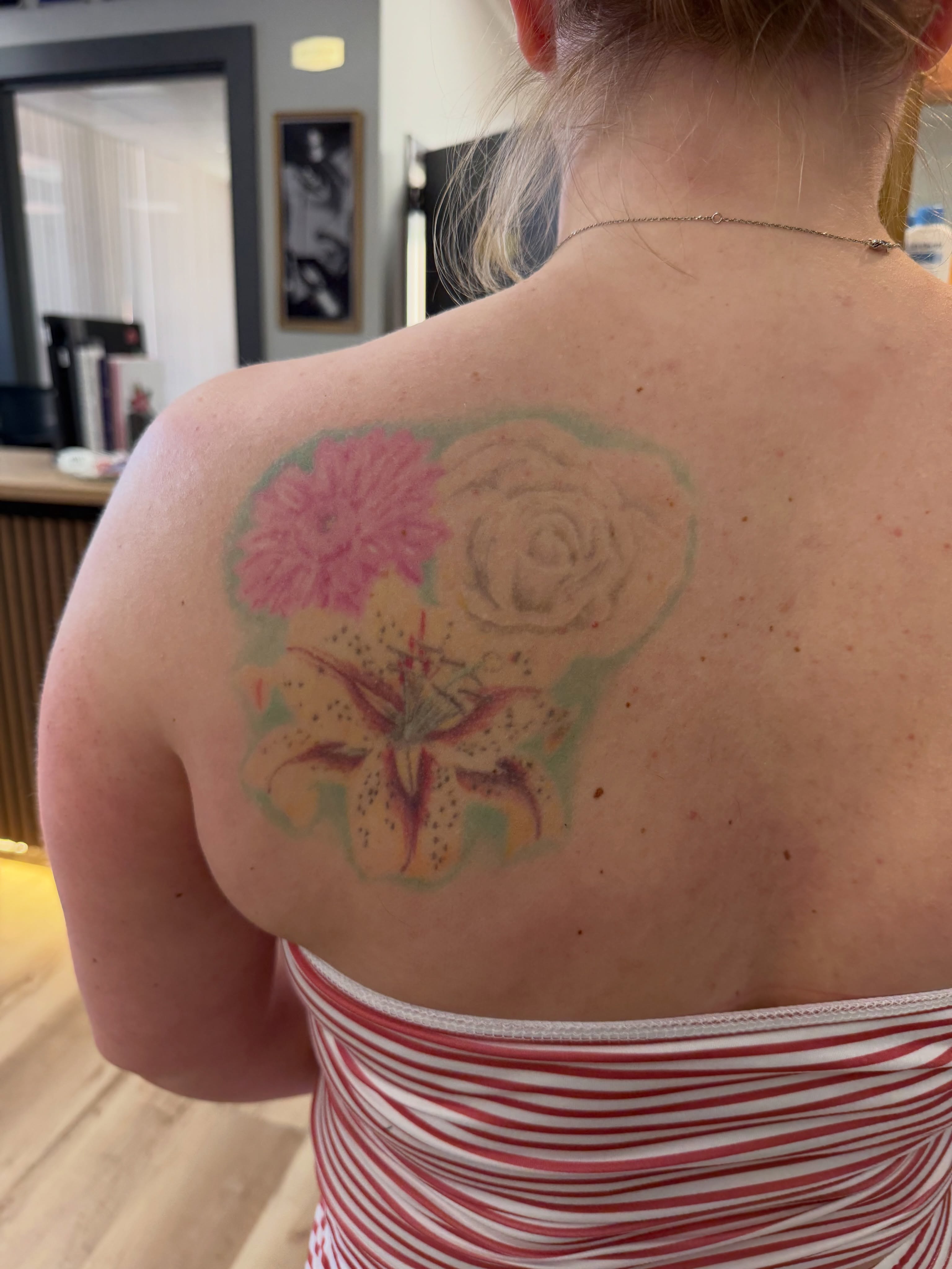Flowers dotwork tattoo on the back by kobeigh
