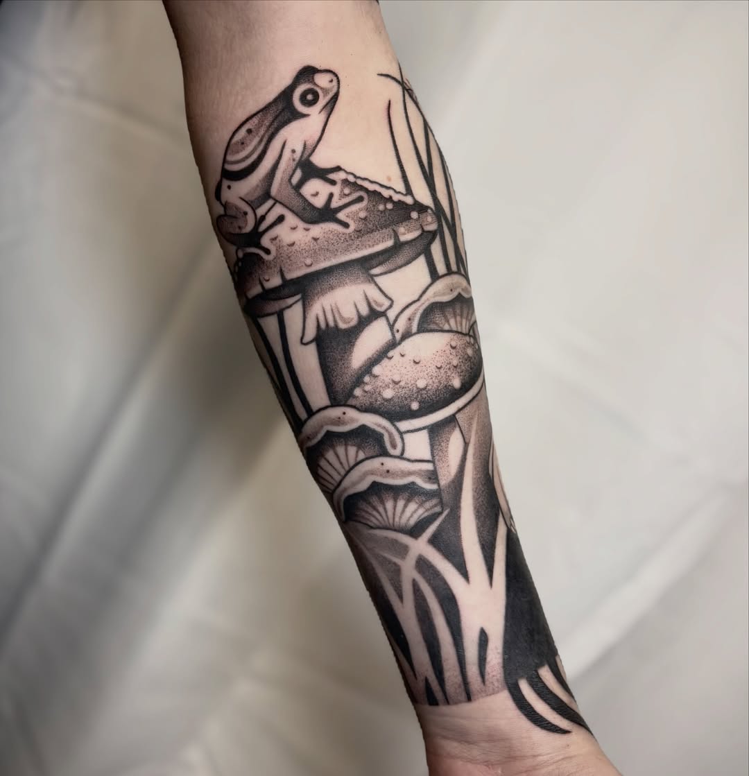 Tattoo by @maya_zink — dotwork, black_and_grey