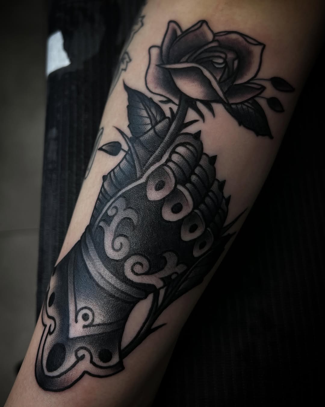 Tattoo by @samanthaxtattoo — black_and_grey, ornamental