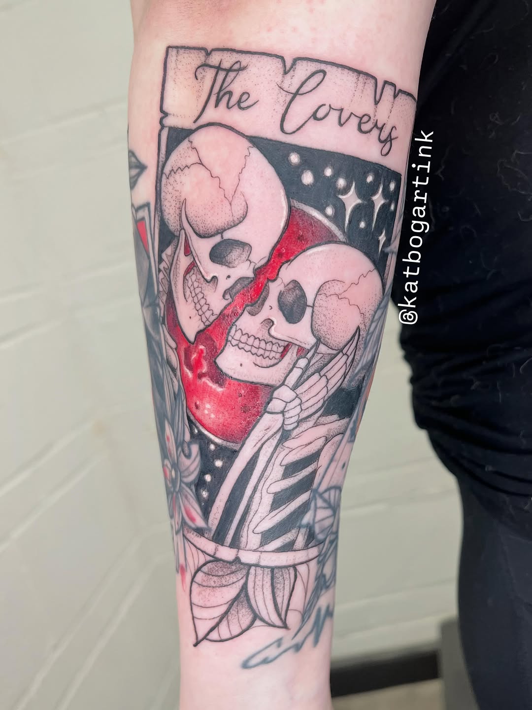 Tattoo by @katbogartink — black_and_grey, lettering_script