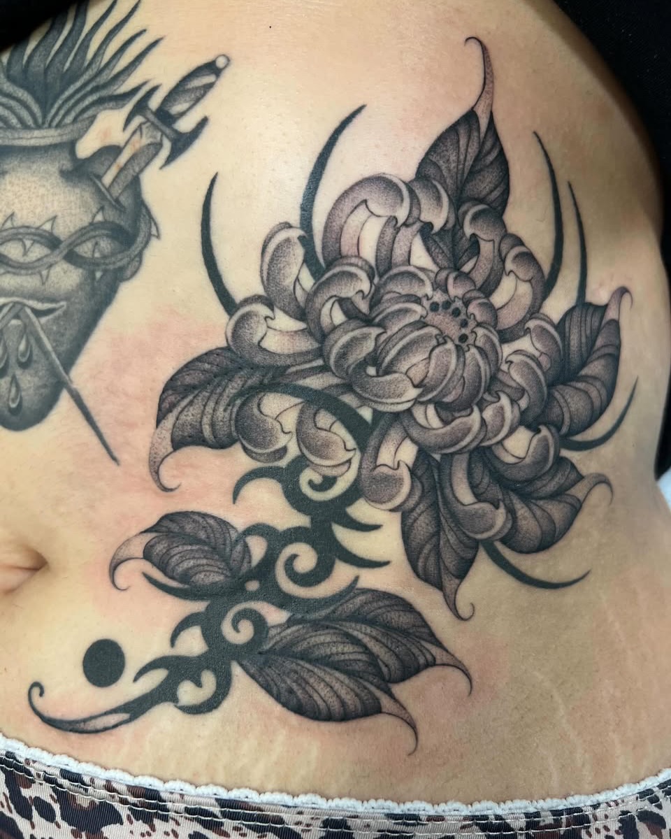 Tattoo by @maplestattoo — black_and_grey, ornamental