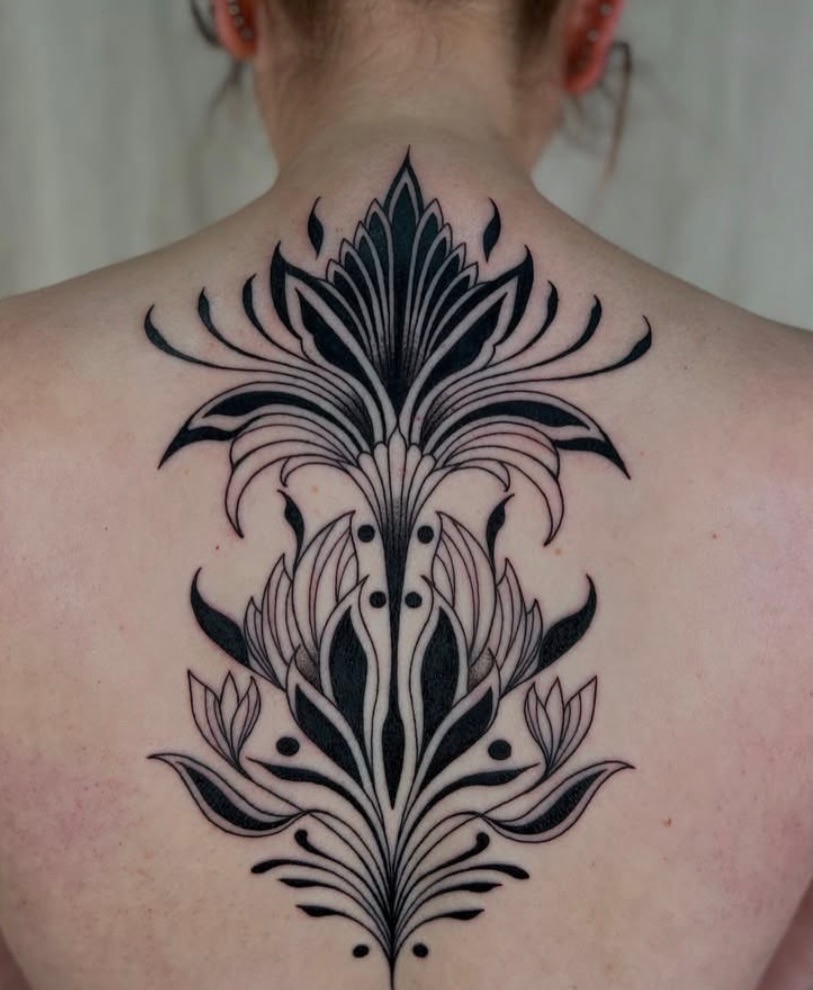 Tattoo by @katnoirink — ornamental, black_and_grey