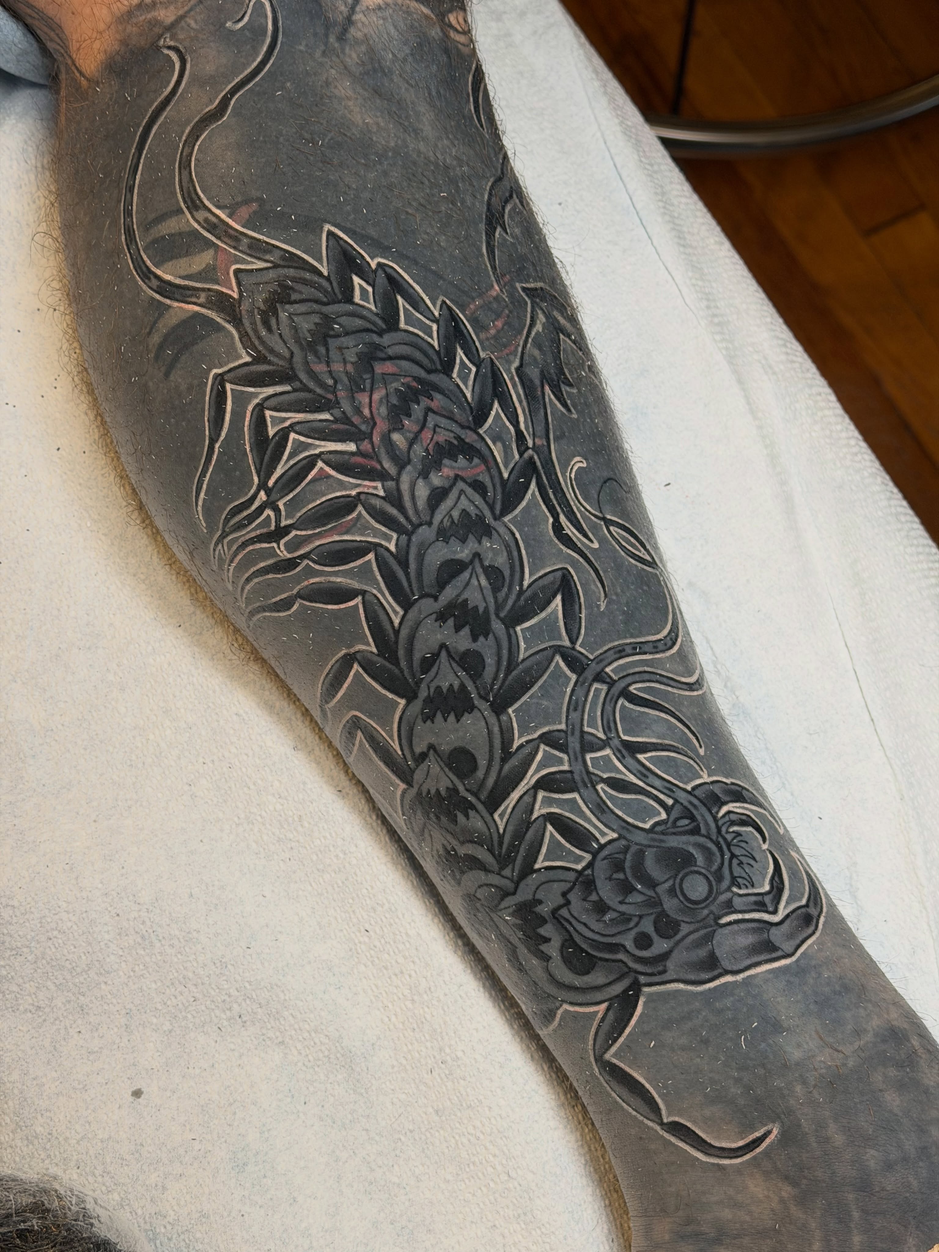 Tattoo by @jbarnett_art — black_and_grey, japanese_irezumi