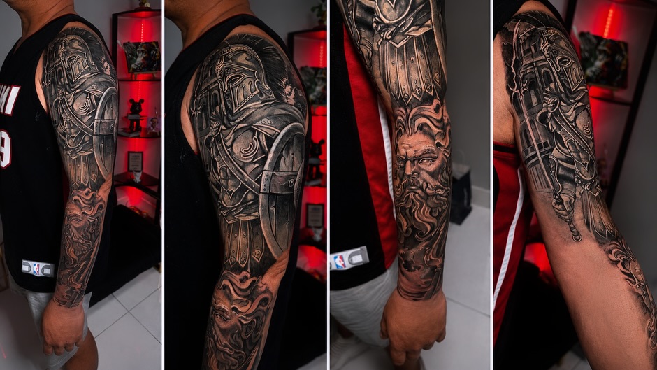 Warrior realism tattoo on the forearm by Eyinay Cabezas 🇨🇺🇺🇸