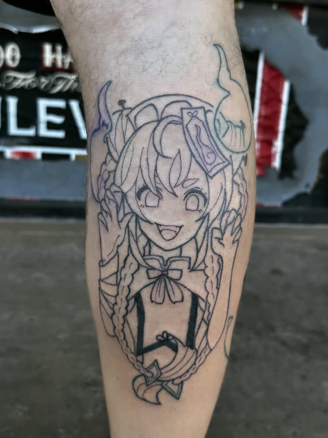 Anime character tattoo on the forearm by Cielle