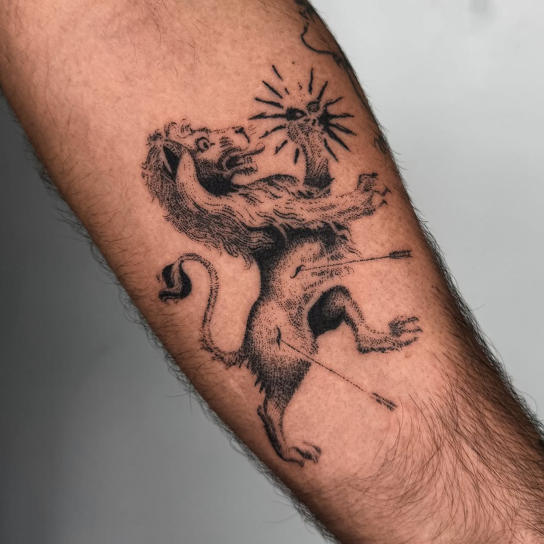 Tattoo by @handpokeforever — black_and_grey