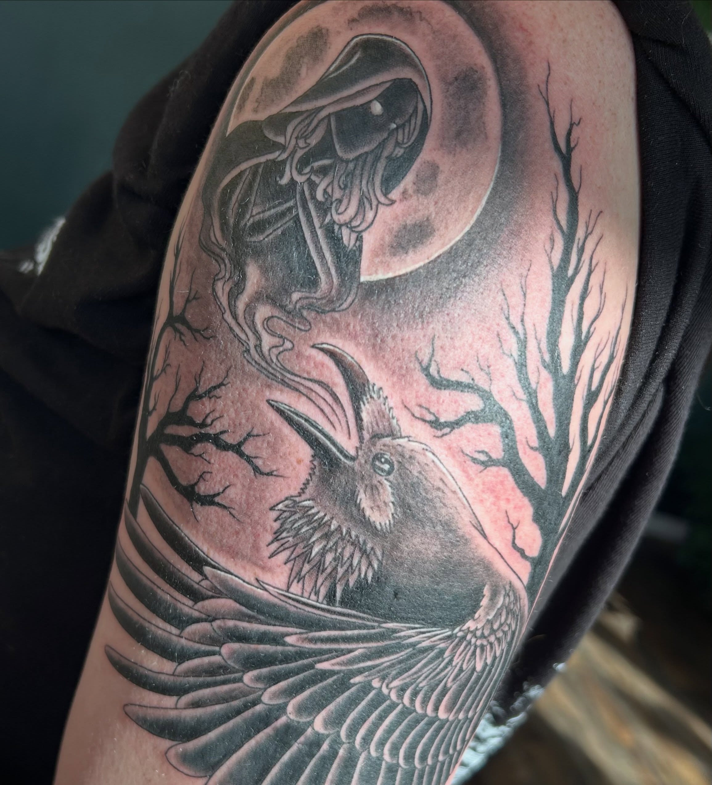 Tattoo by @marinajayd_tattoos — black_and_grey, dark_realism