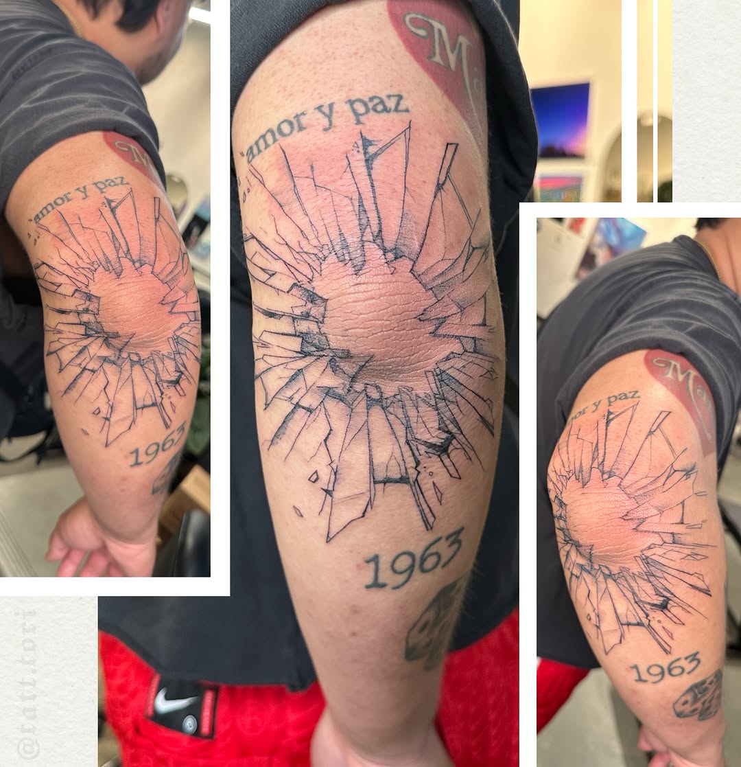 Broken glass geometric tattoo on the forearm by 𝔱𝔬𝔯𝔦