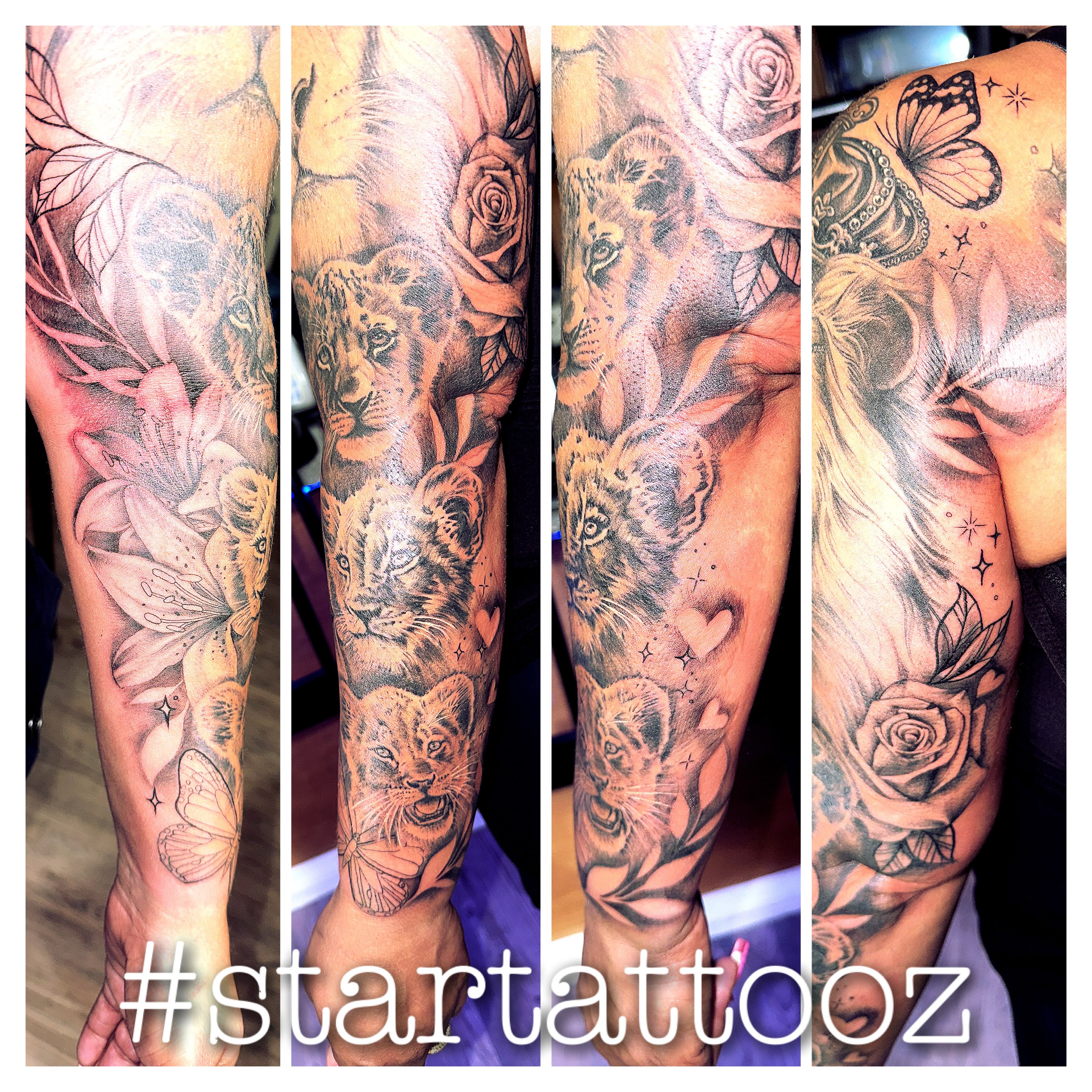 Lion family realism tattoo on the forearm by StarTattooz - the one & only