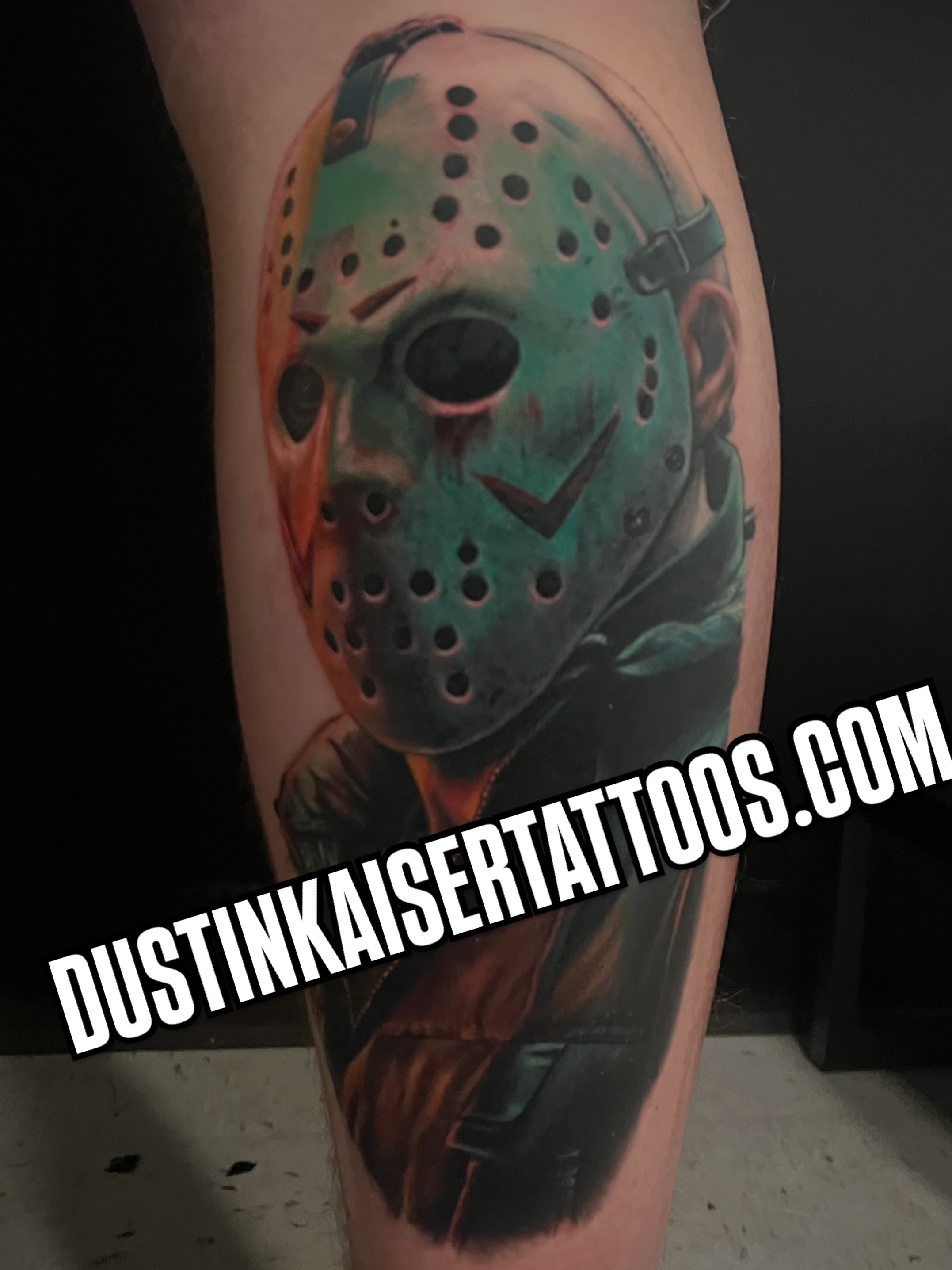 Mask realism tattoo on the forearm by Dustin Kaiser, Mentor, Ohio