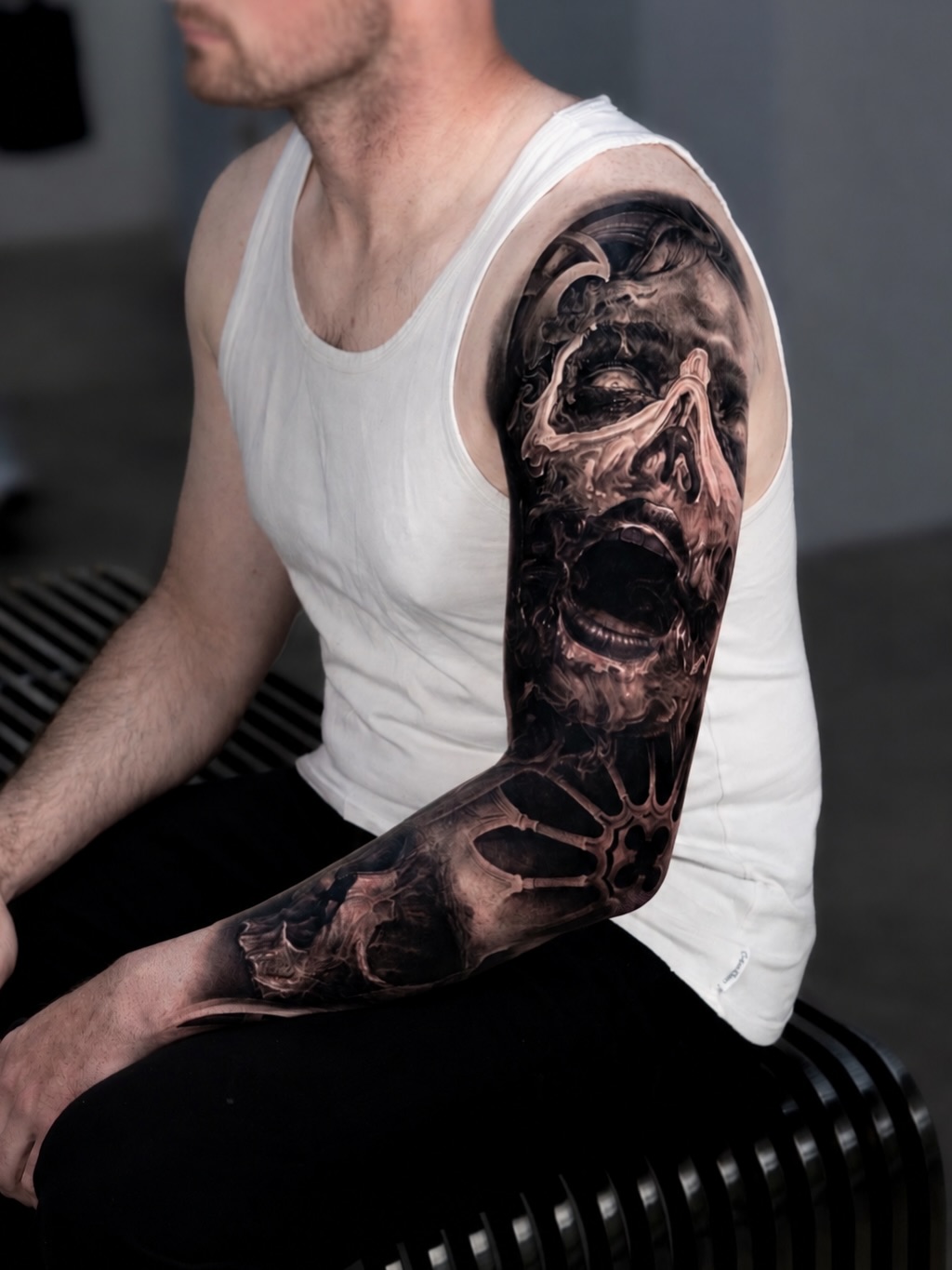 Tattoo by @davidbaenatattoo — realism, dark_realism