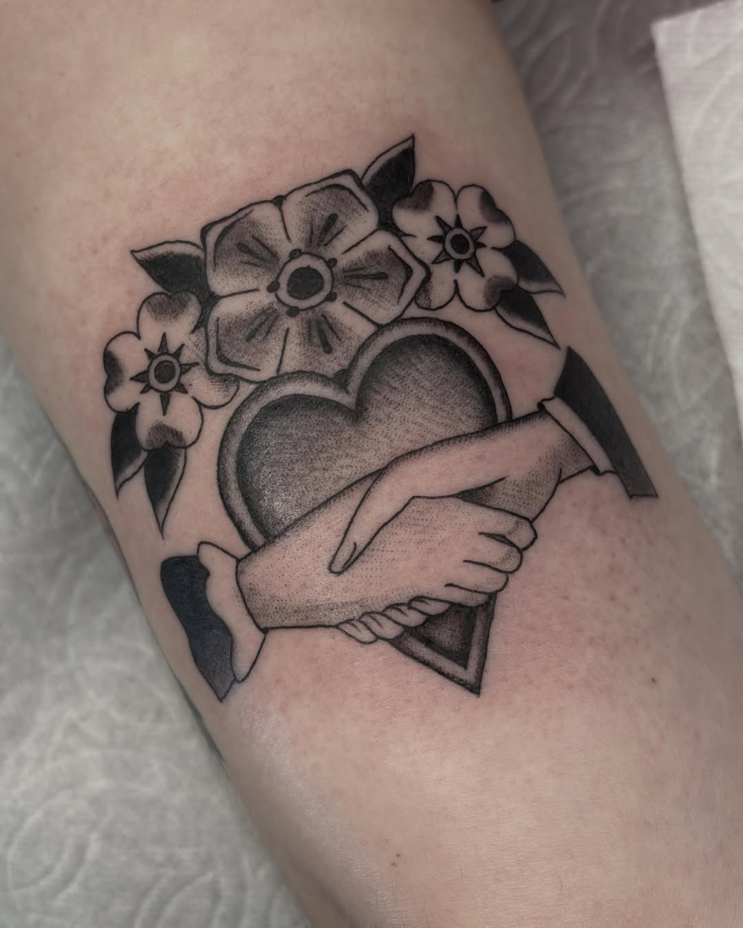 Dotwork tattoo on the thigh by Amelia Rose, Los Angeles, California