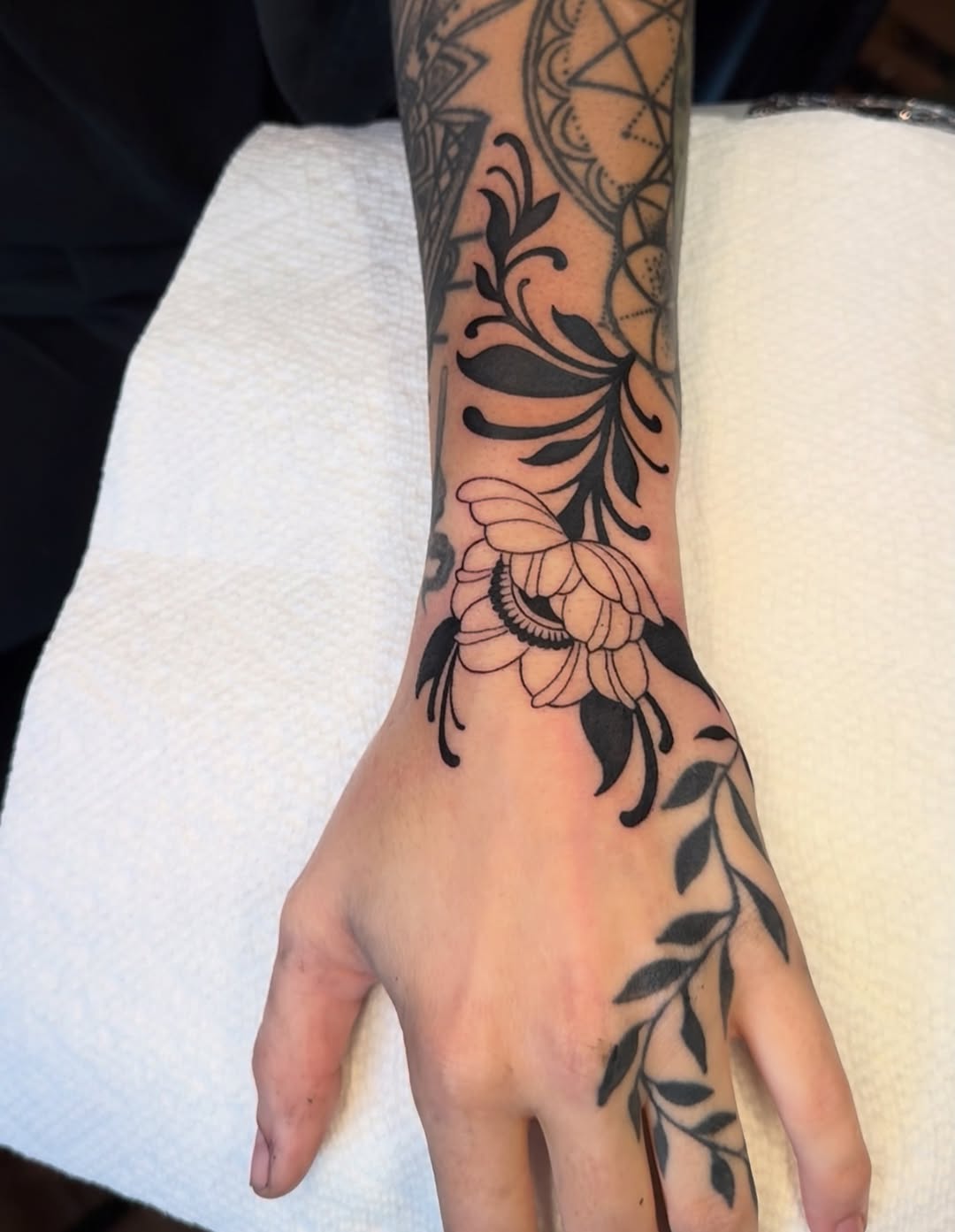 Tattoo by @elijahforstertattoos — blackwork, ornamental