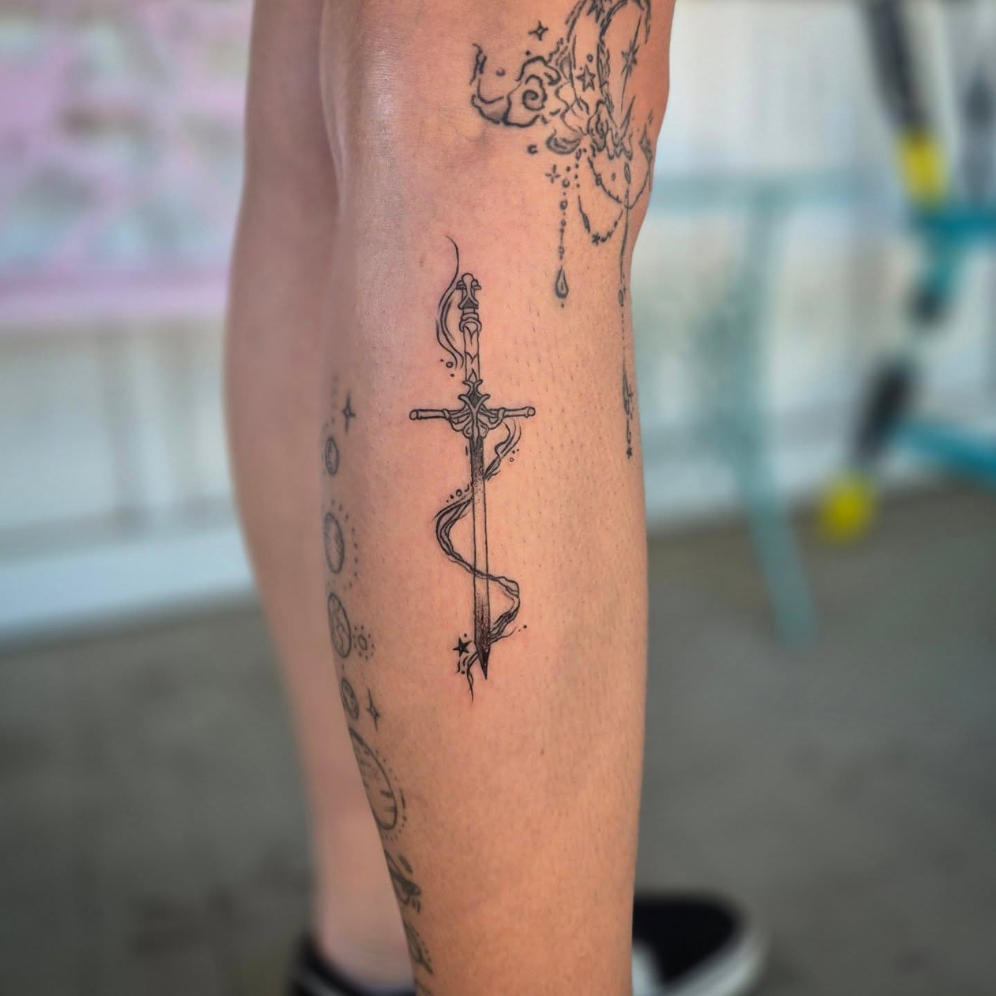 Sword black and grey tattoo on the forearm by π΅ππππ§π»ββοΈβΛκ©ο½‘β