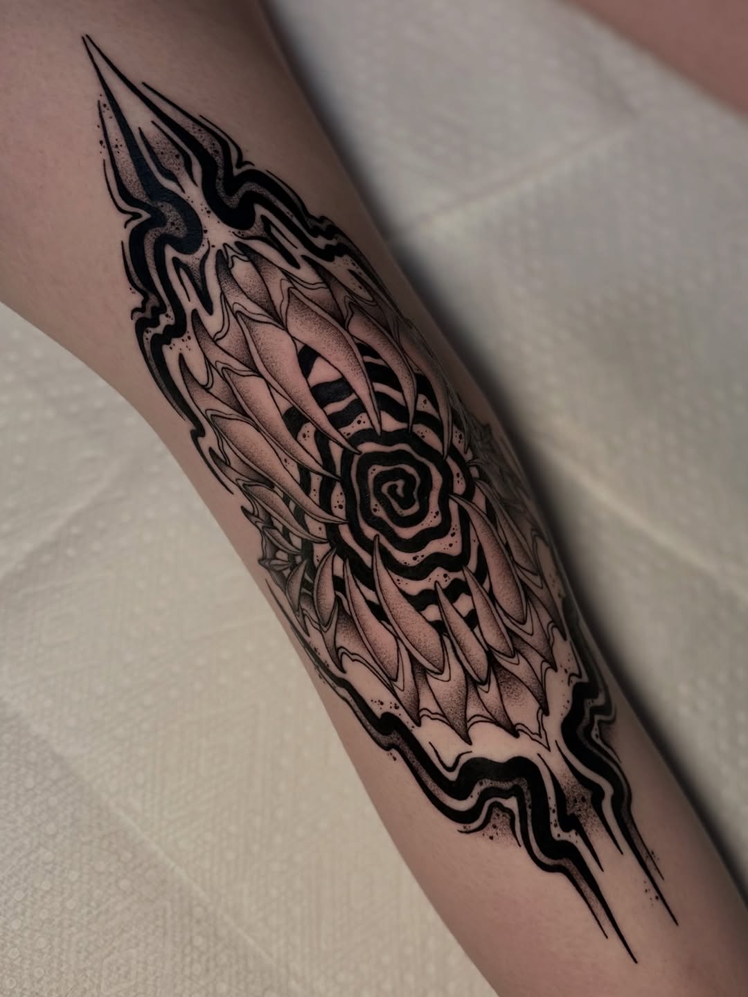 Tattoo by @ghost_art_tattoos — blackwork, dotwork