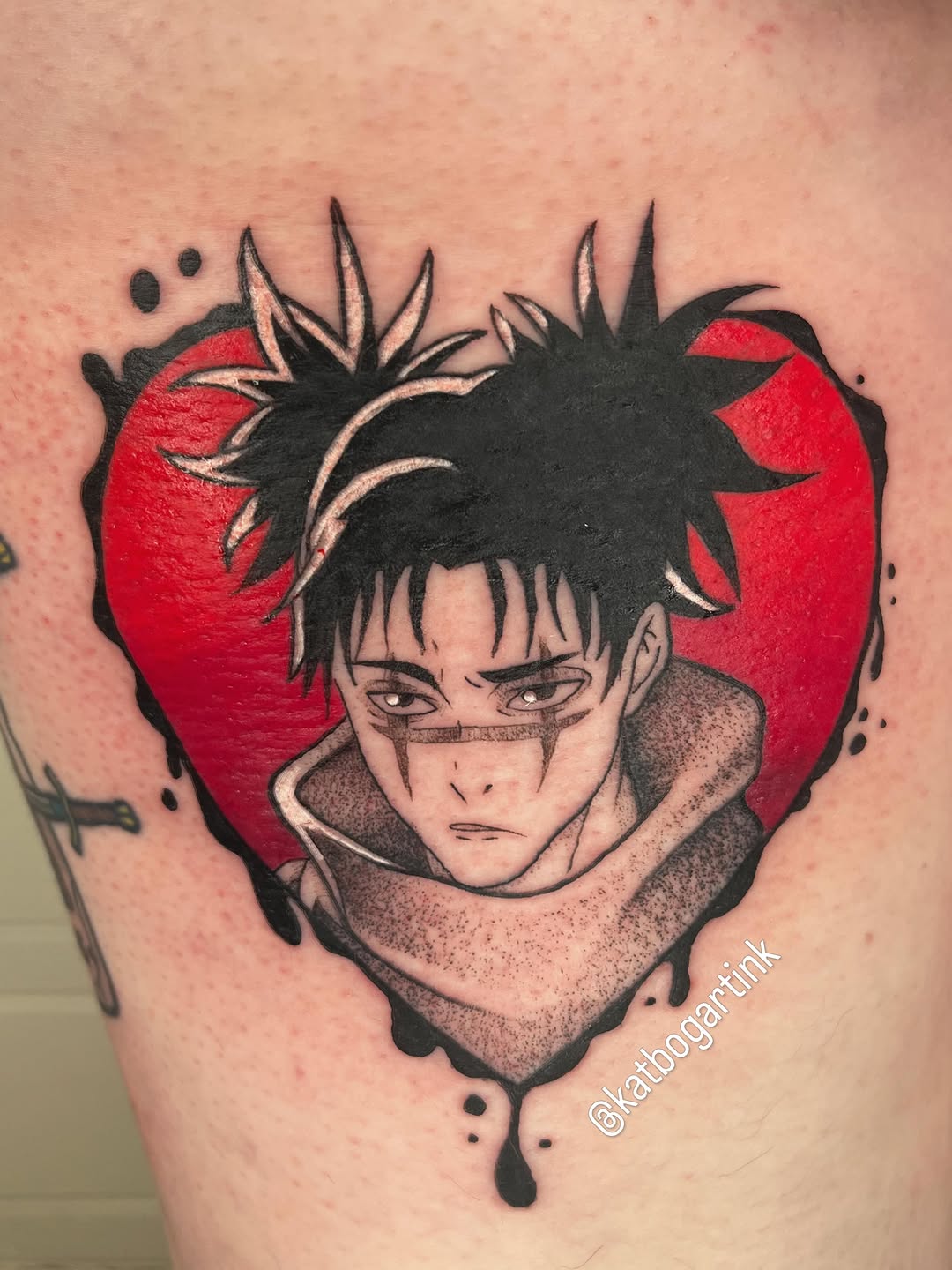Tattoo by @katbogartink — anime, dotwork